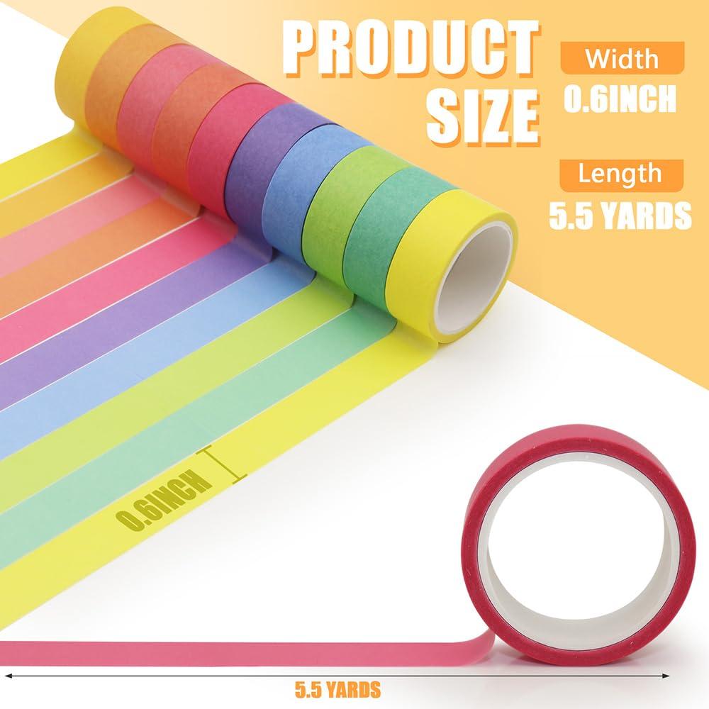 Juego de 20 Rollos de Cinta Washi Arcoíris 15 mm para Manualidades