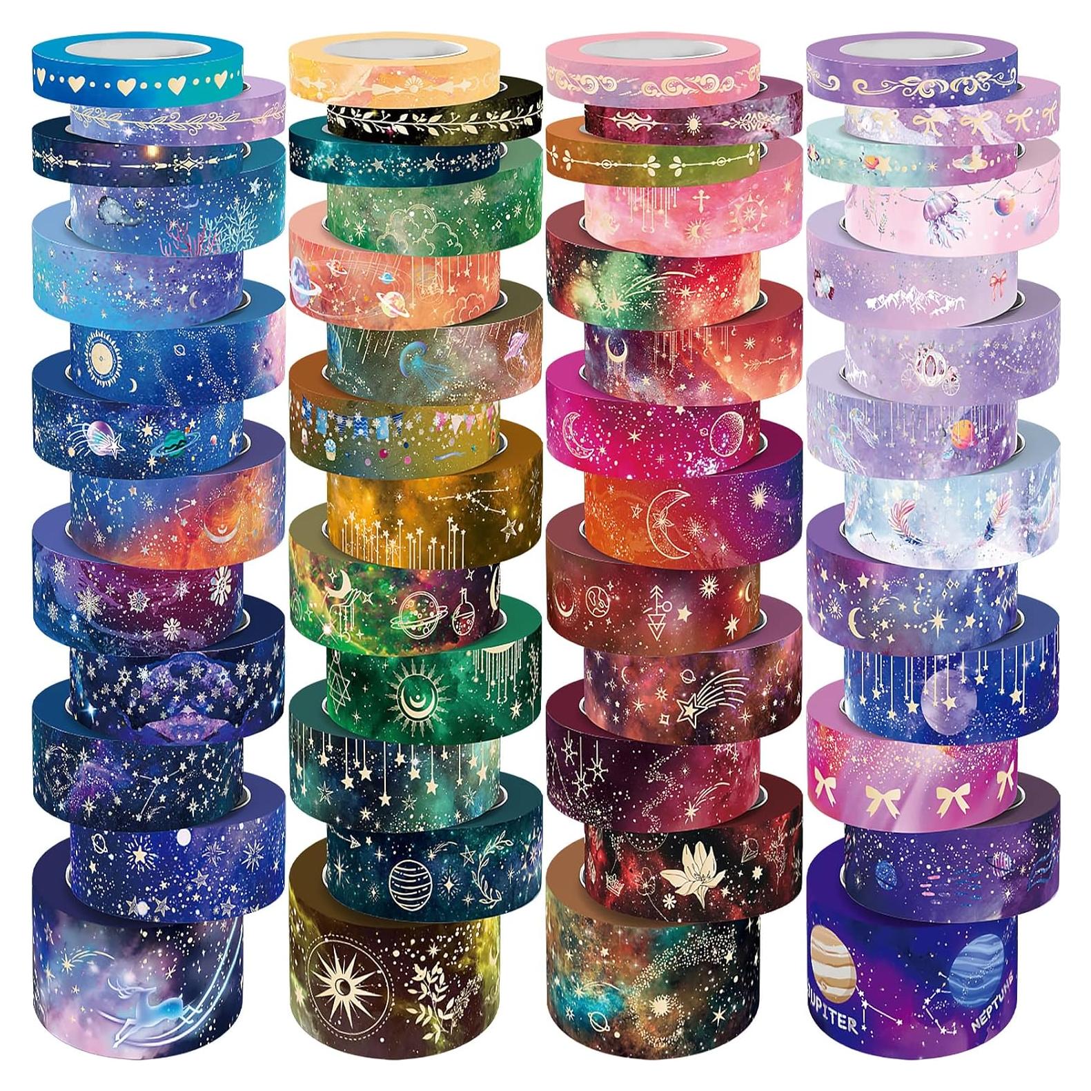 Juego de 52 Rollos de Cinta Washi Ievamall Galaxia Dorada