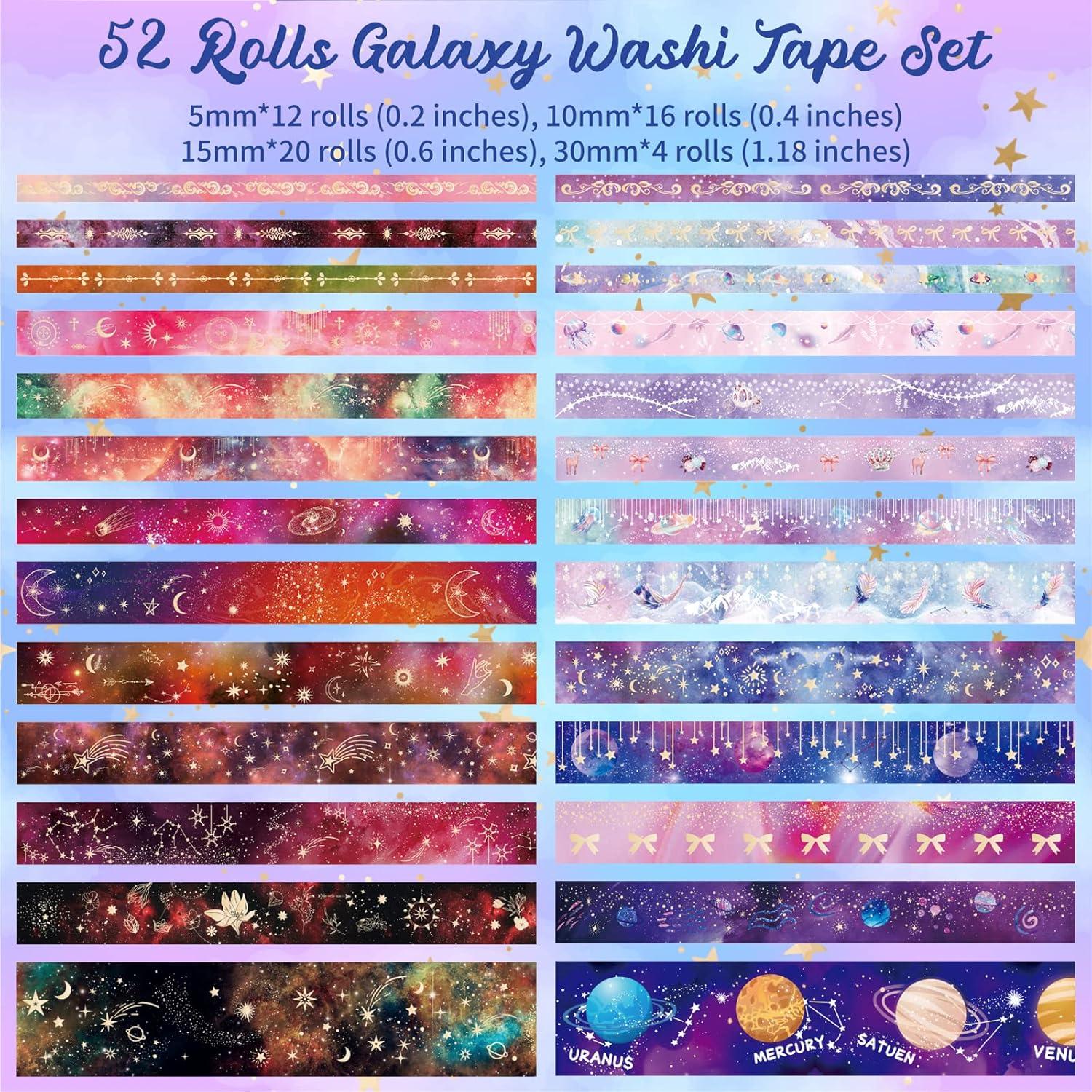Juego de 52 Rollos de Cinta Washi Ievamall Galaxia Dorada