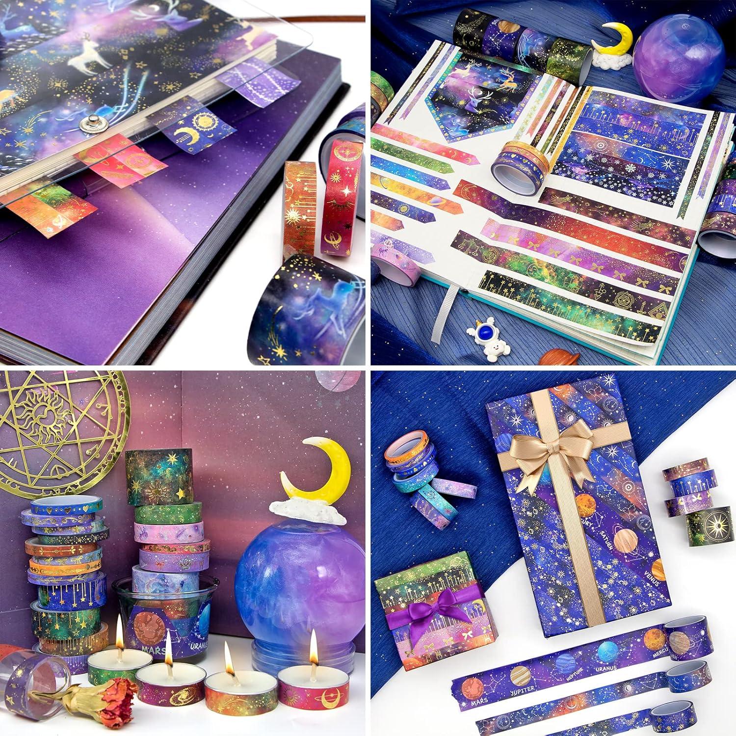 Juego de 52 Rollos de Cinta Washi Ievamall Galaxia Dorada
