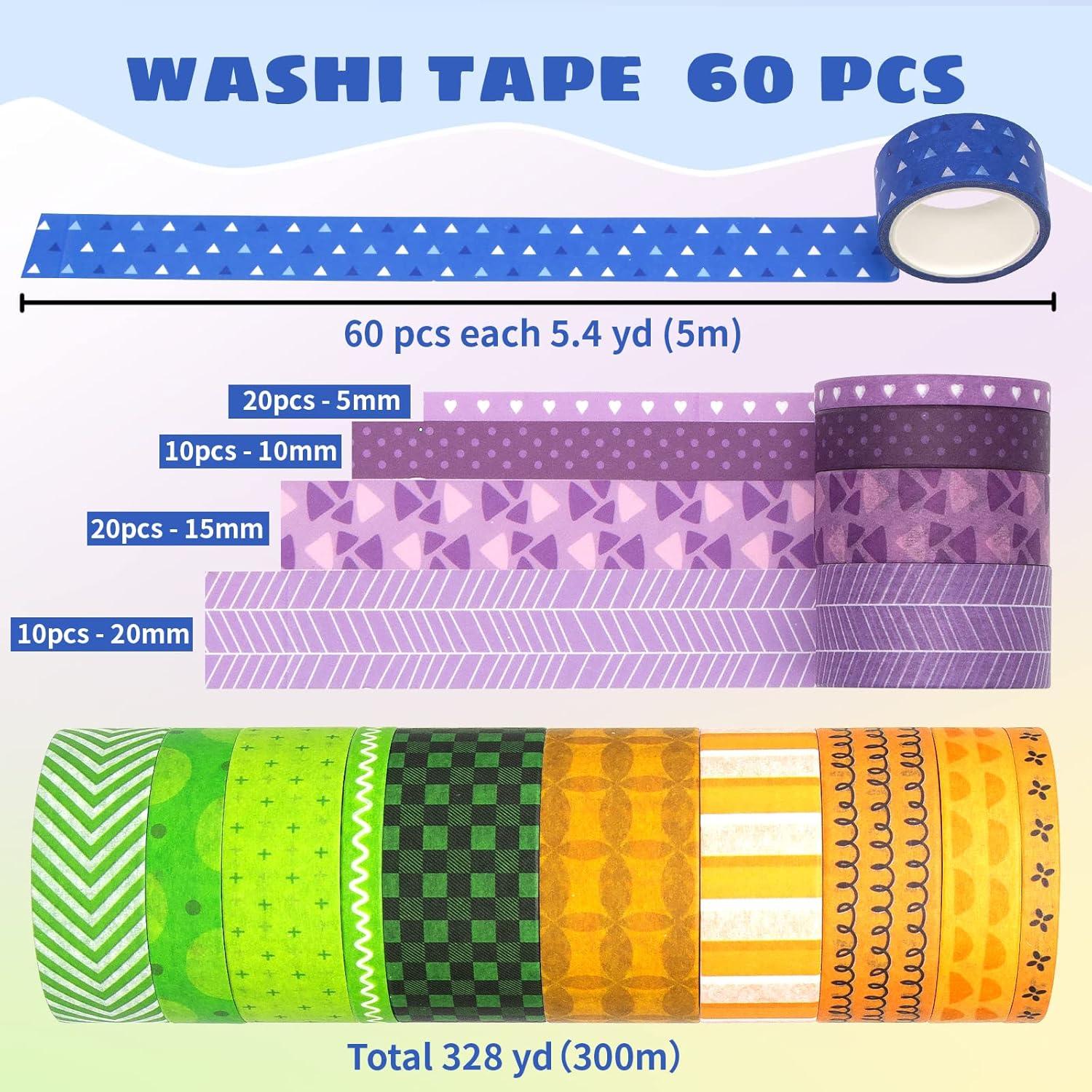 Juego de 60 Rollos de Cinta Washi KOVANO - Decorativa 300m