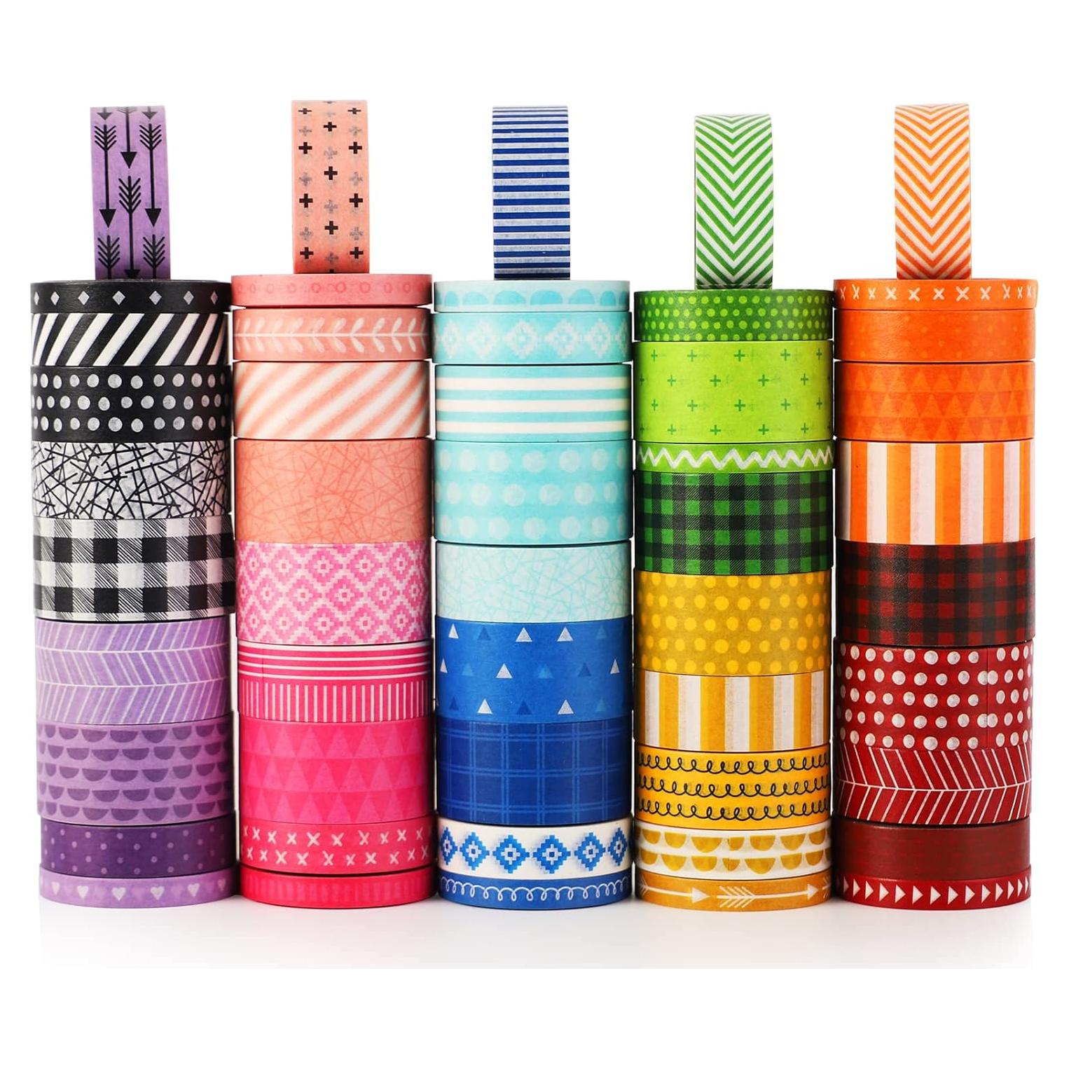 Juego de 50 Rollos de Cinta Washi KSS - 250yd, 4 Anchos