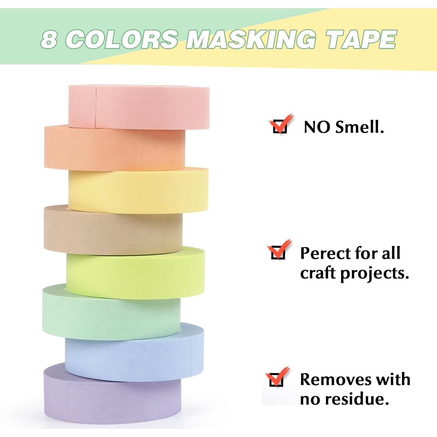 Cinta Washi de Colores Pastel Hutou 8 Rollos 1.27 cm