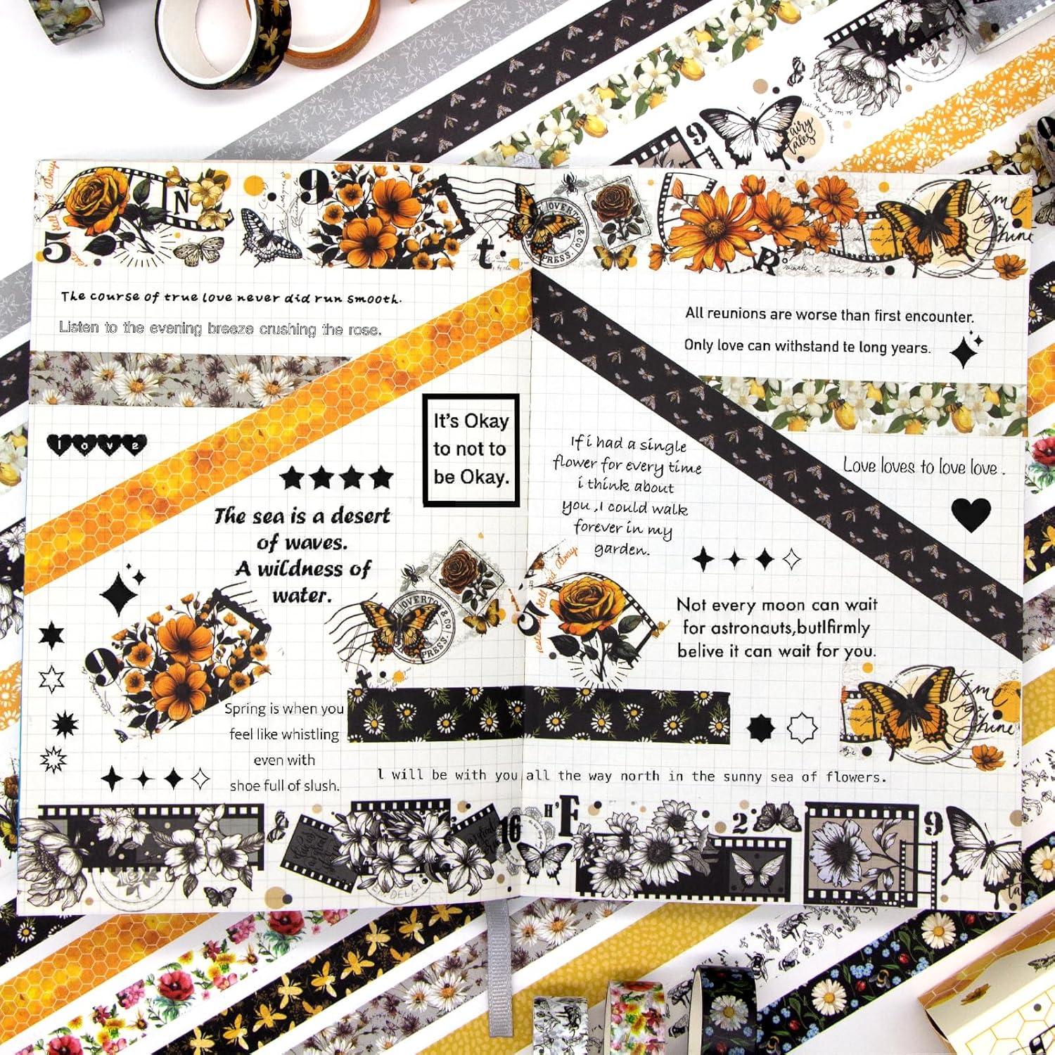 Juego de Washi Tape Kovano 14 Rollos Vintage Abeja Floral