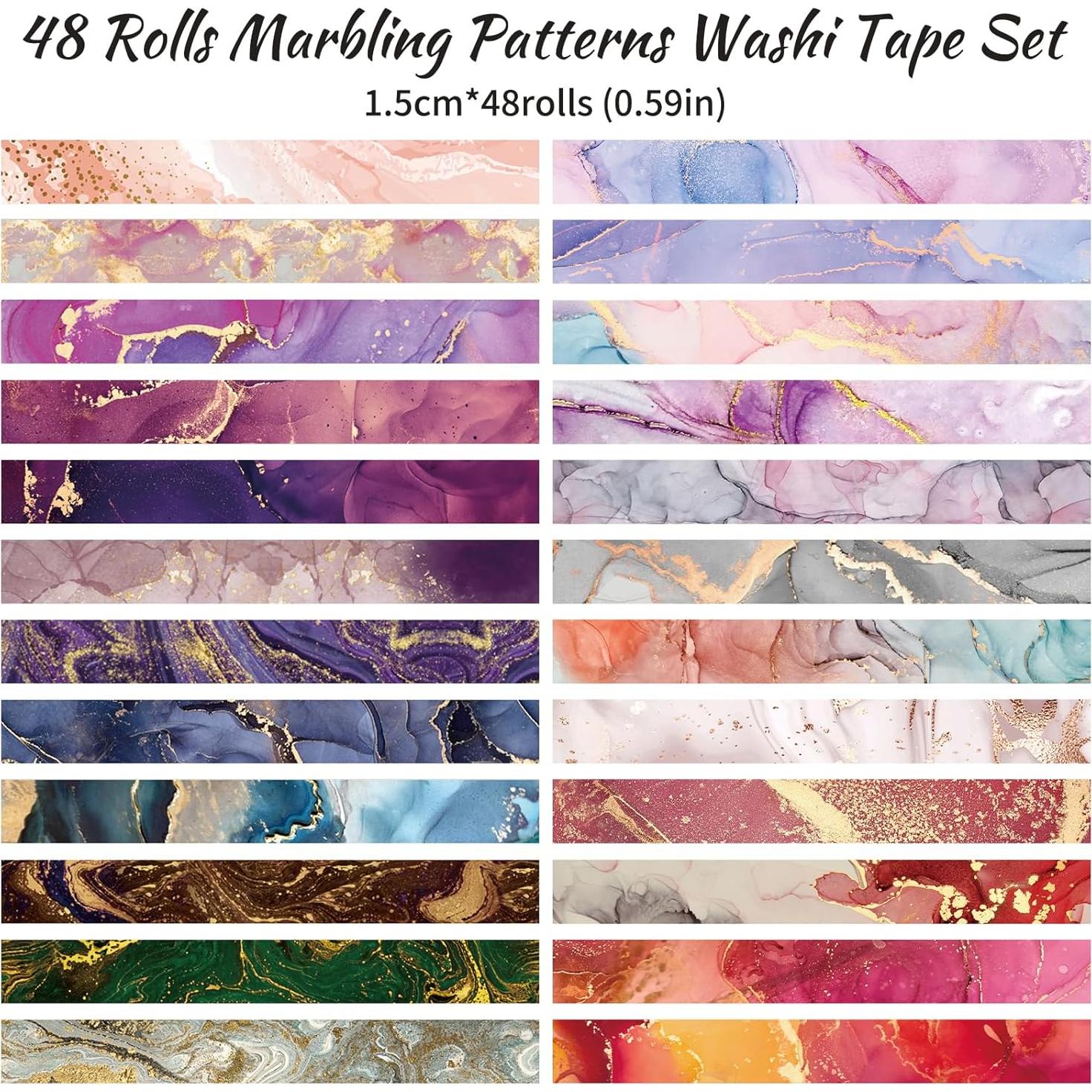 Juego de 48 Rollos de Cinta Washi MOOKER - Cinta Decorativa 15mm