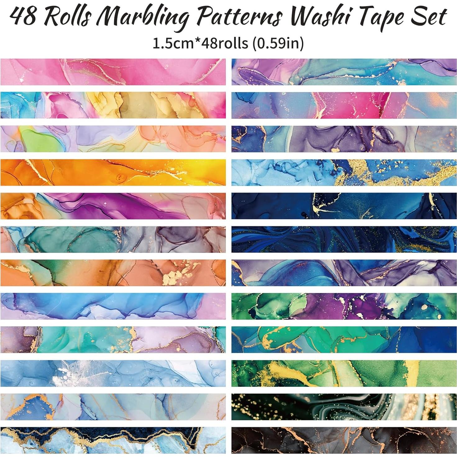 Juego de 48 Rollos de Cinta Washi MOOKER - Cinta Decorativa 15mm