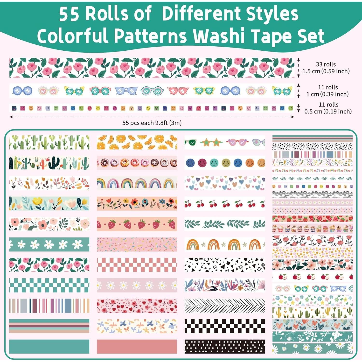 55 Rollos de Cinta Washi MOOKER Bohemia Decorativa 15mm