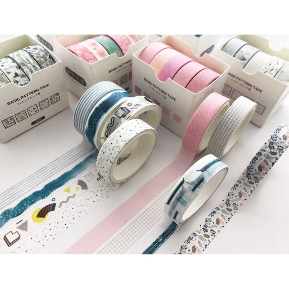 Conjunto de 5 Rollos de Cinta Washi YUBX 10mm x 3m Decorativa