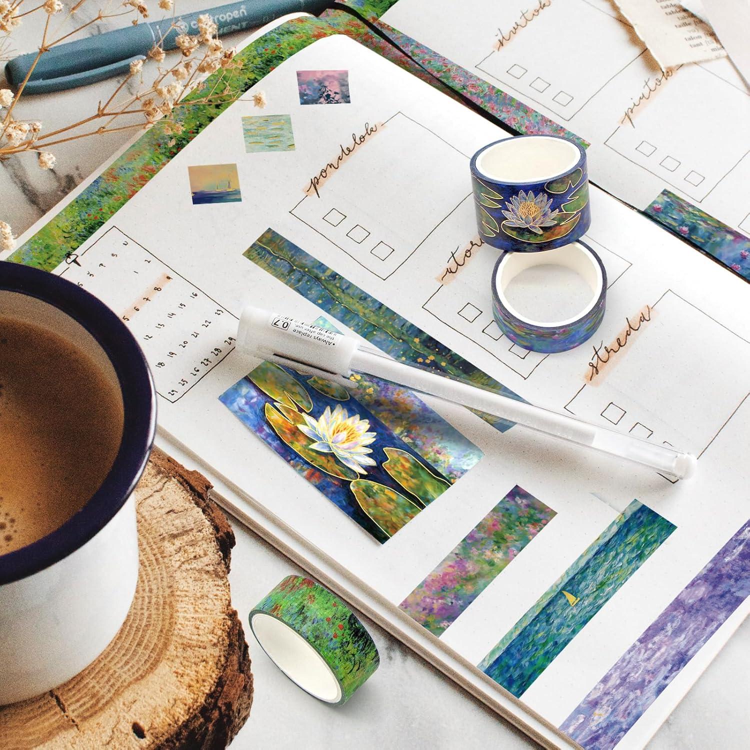 27 Rollos de Cinta Washi Vintage Monet - Decorativas 25mm y 15mm