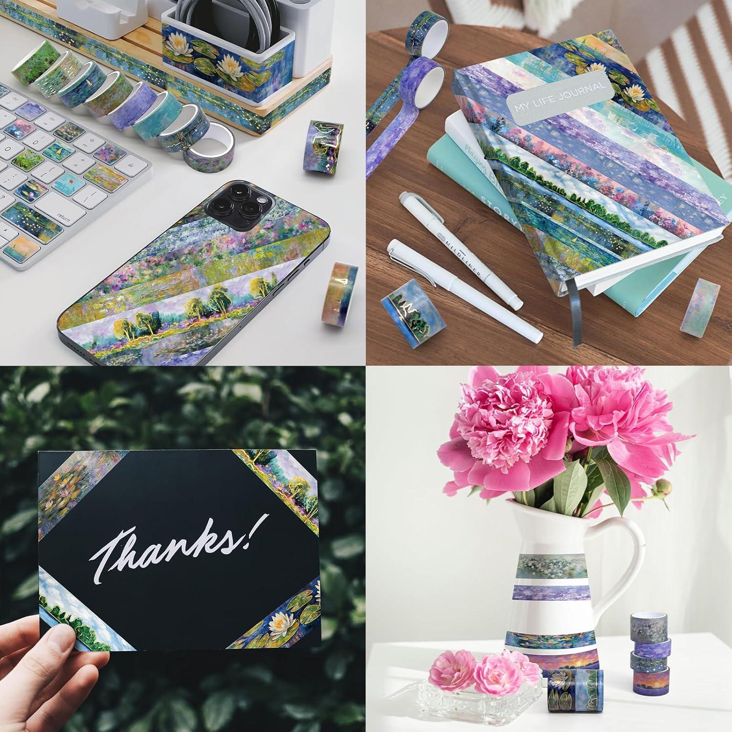 27 Rollos de Cinta Washi Vintage Monet - Decorativas 25mm y 15mm