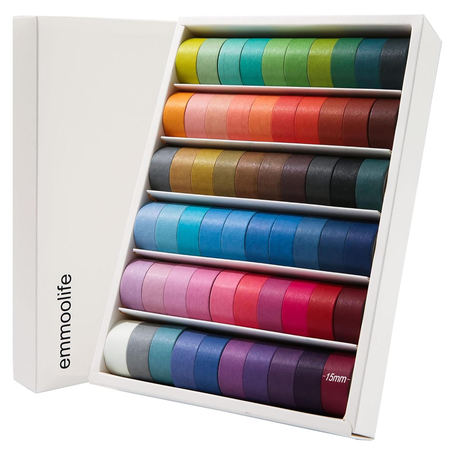 Juego de 60 Rollos de Cinta Washi Emmoolife 15mm x 3m Multicolor