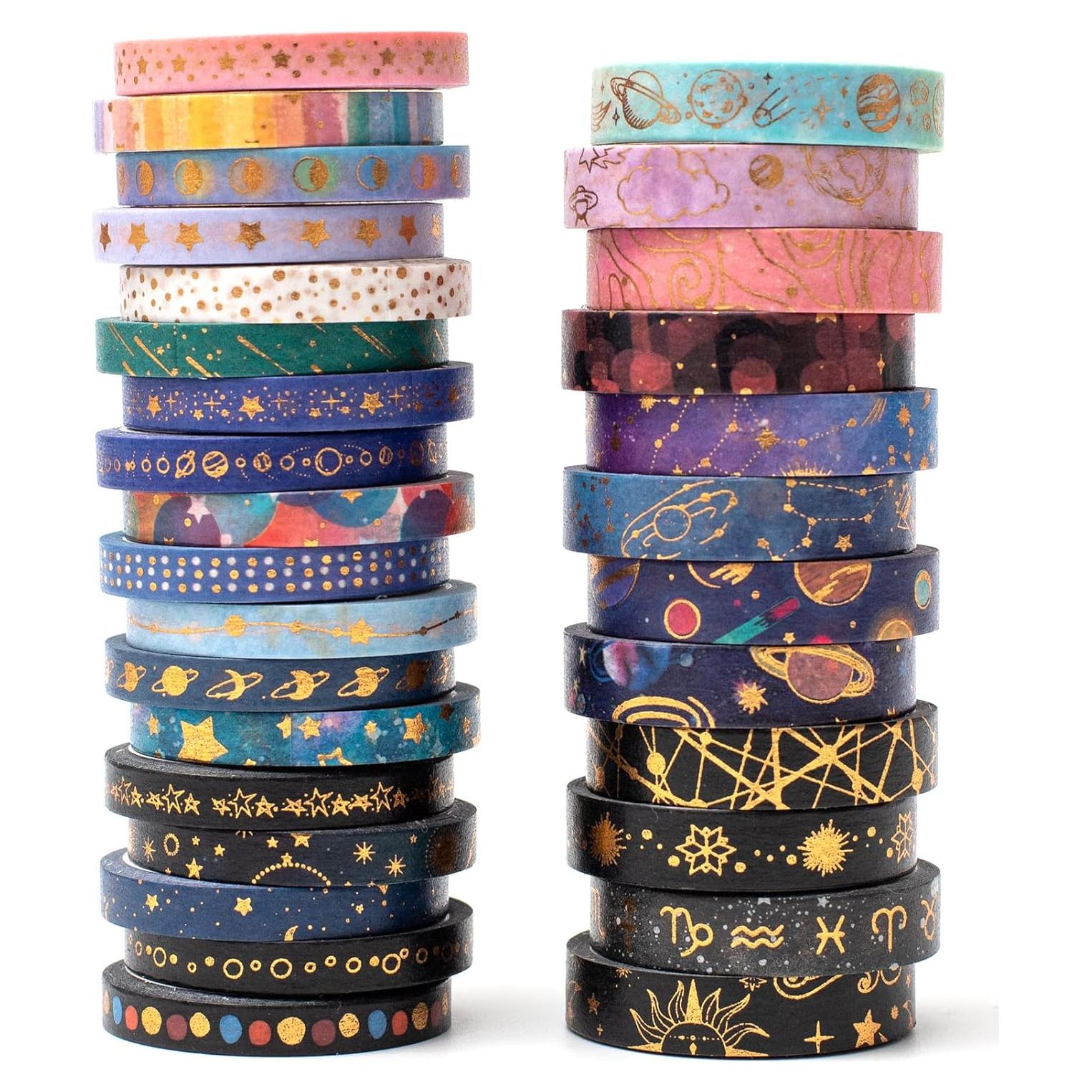 Conjunto de Cinta Washi YUBX Galaxy 30 Rollos Decorativa 3-5mm