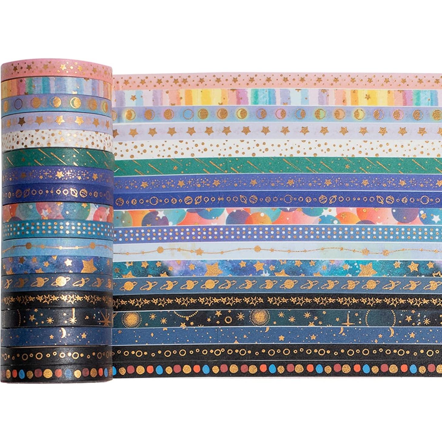 Conjunto de Cinta Washi YUBX Galaxy 30 Rollos Decorativa 3-5mm