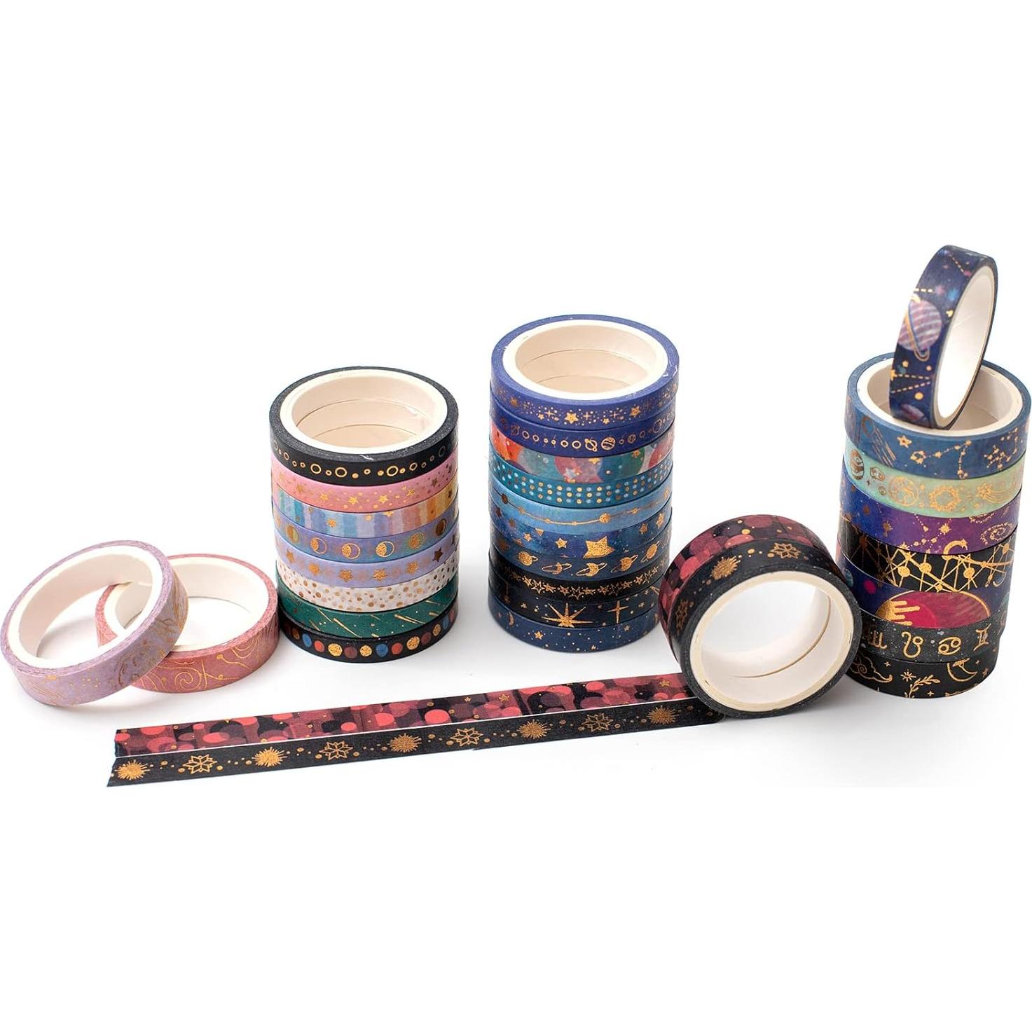 Conjunto de Cinta Washi YUBX Galaxy 30 Rollos Decorativa 3-5mm