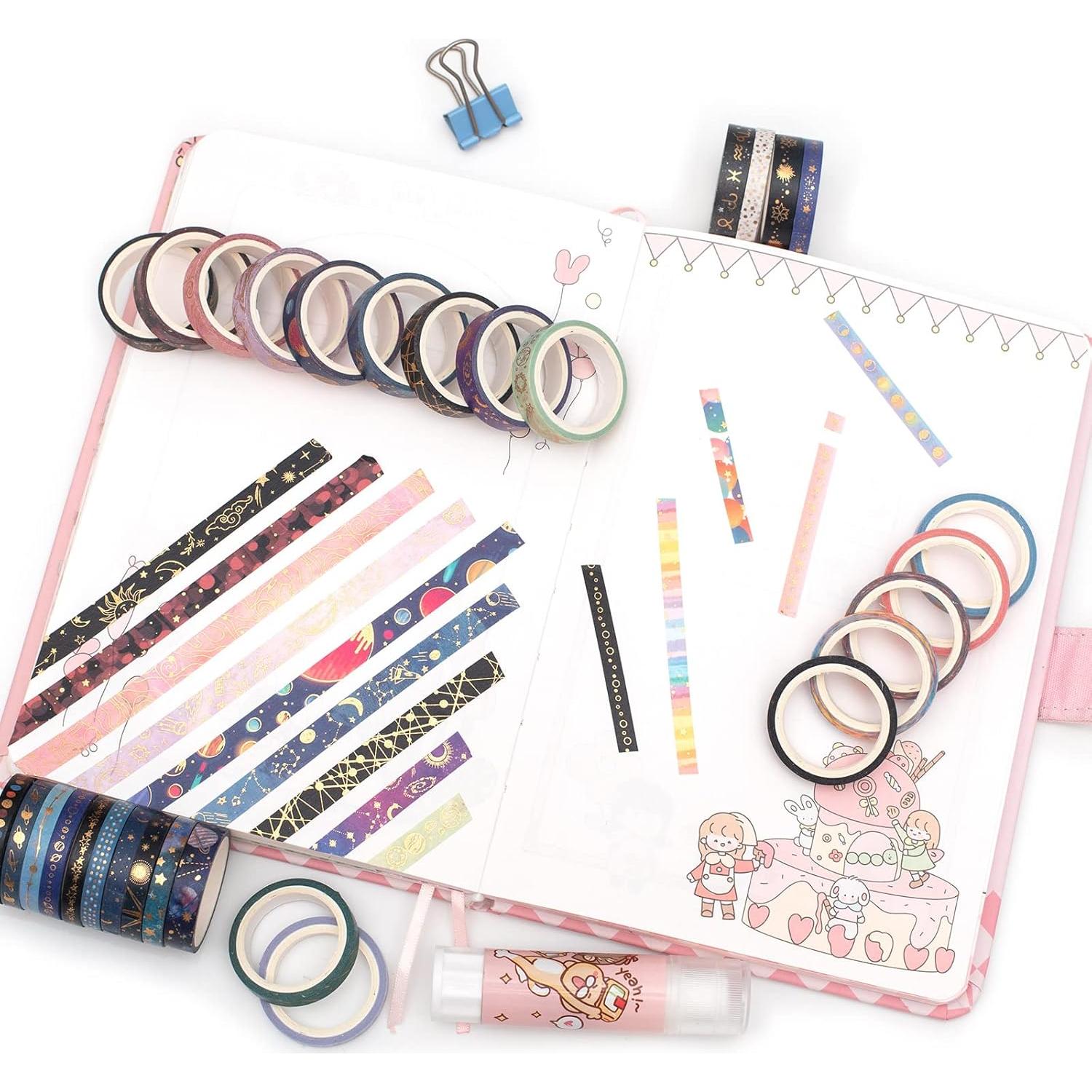 Conjunto de Cinta Washi YUBX Galaxy 30 Rollos Decorativa 3-5mm