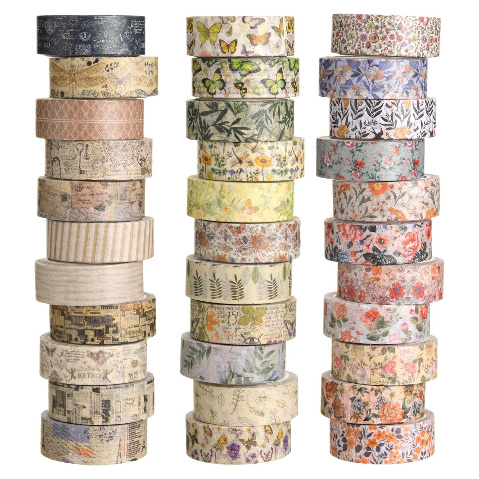 Cinta Washi TaoBary 33 Rollos Vintage 15mm para Manualidades
