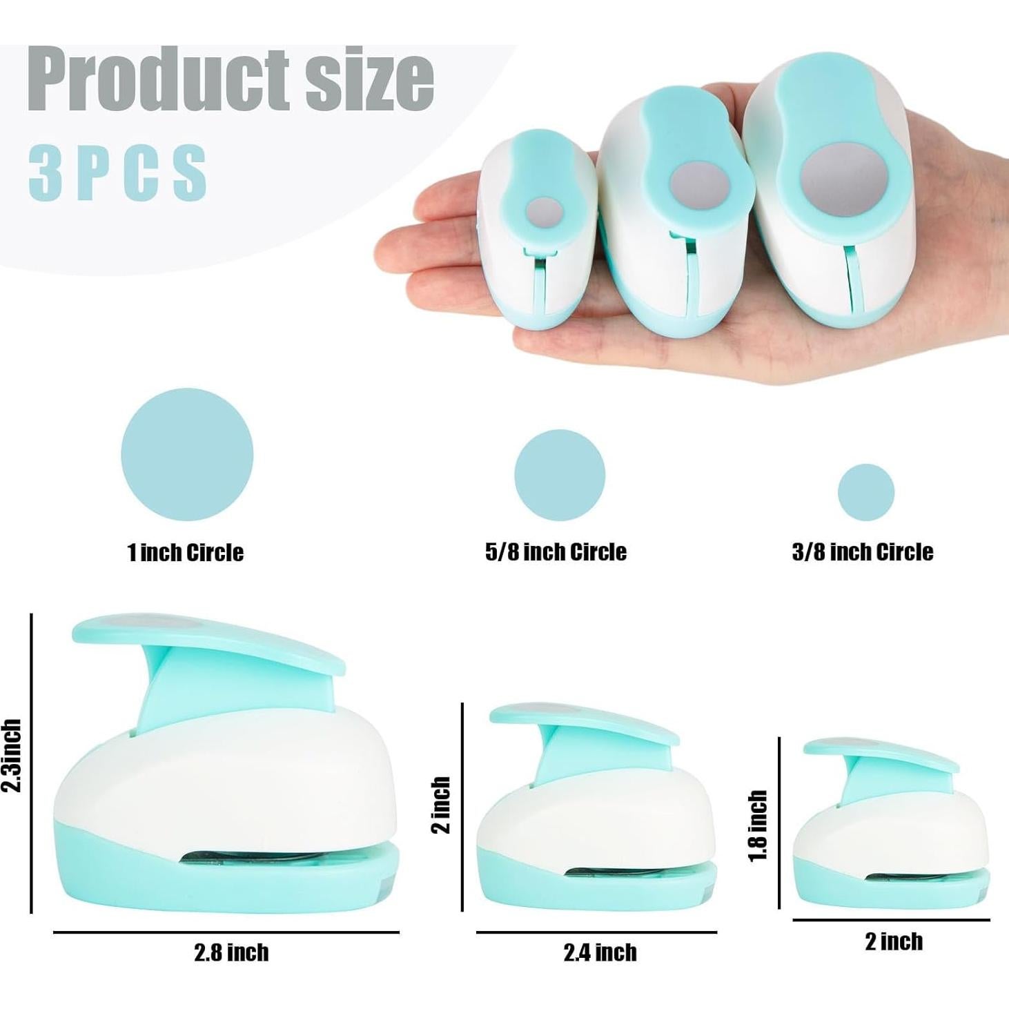 Perforadora Circular Koogel 3PCS - 2.54, 1.59, 0.95 cm para Manualidades