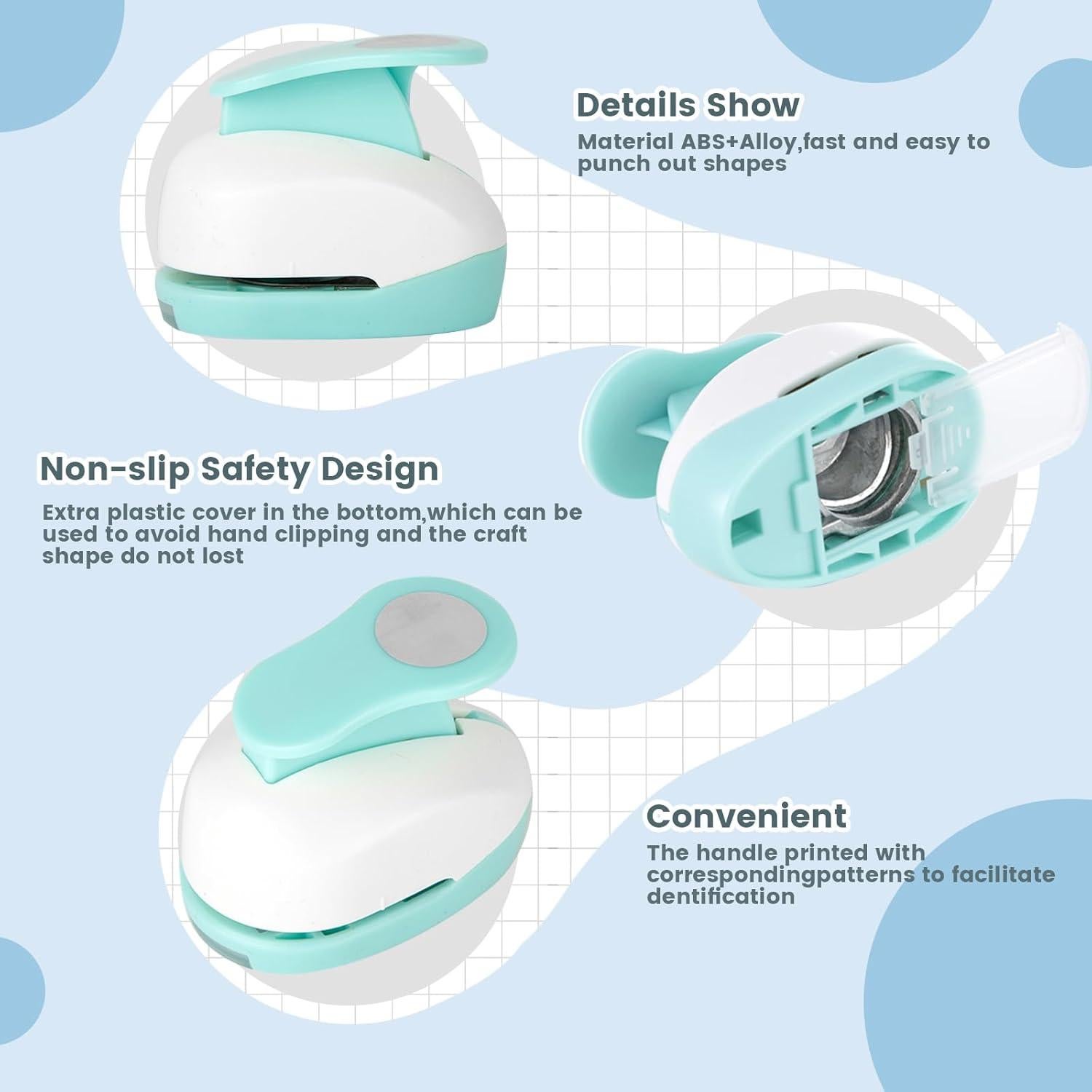 Perforadora Circular Koogel 3PCS - 2.54, 1.59, 0.95 cm para Manualidades