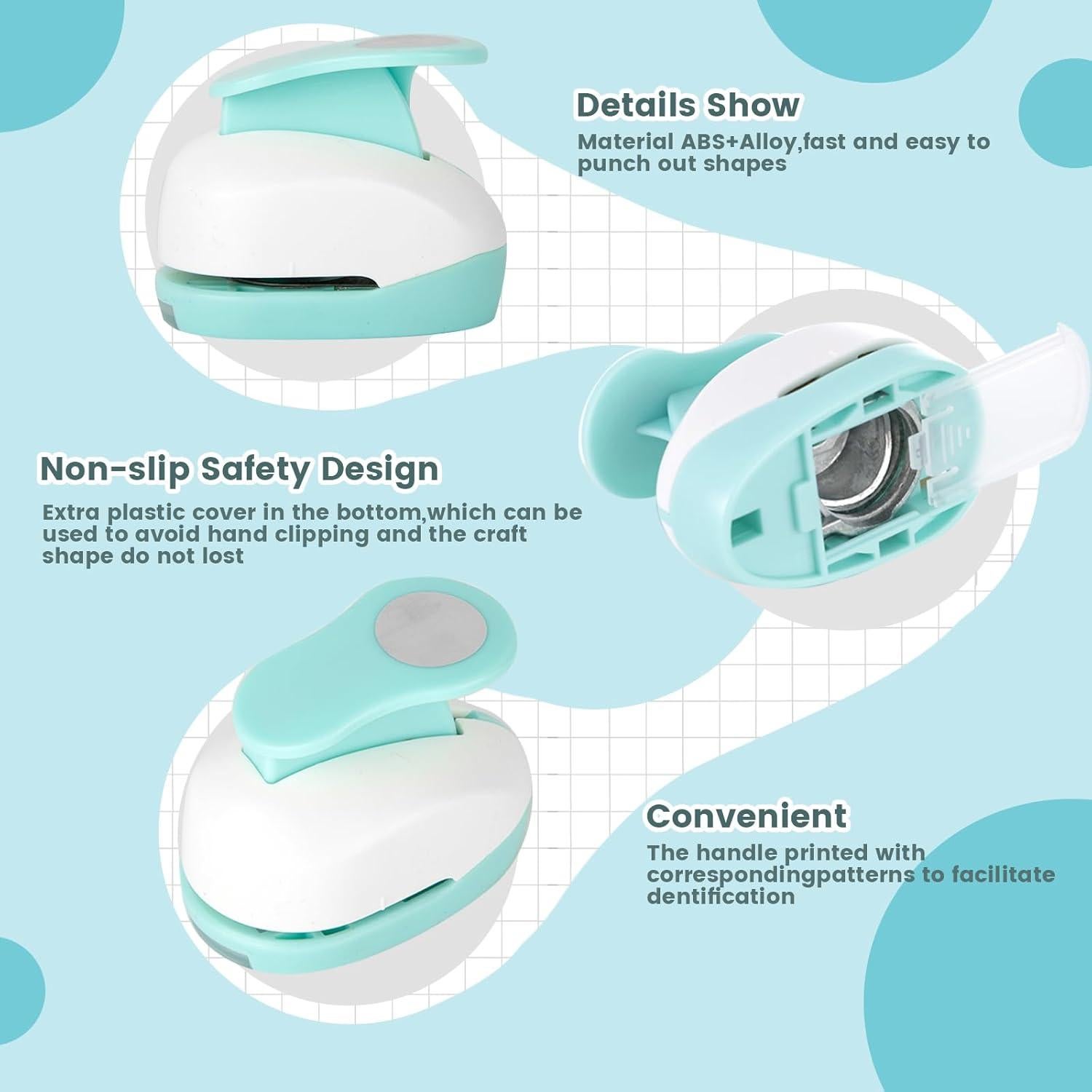 Juego de 3 Perforadoras Circulares LOVEINUSA - 1, 1.6 y 0.8 cm