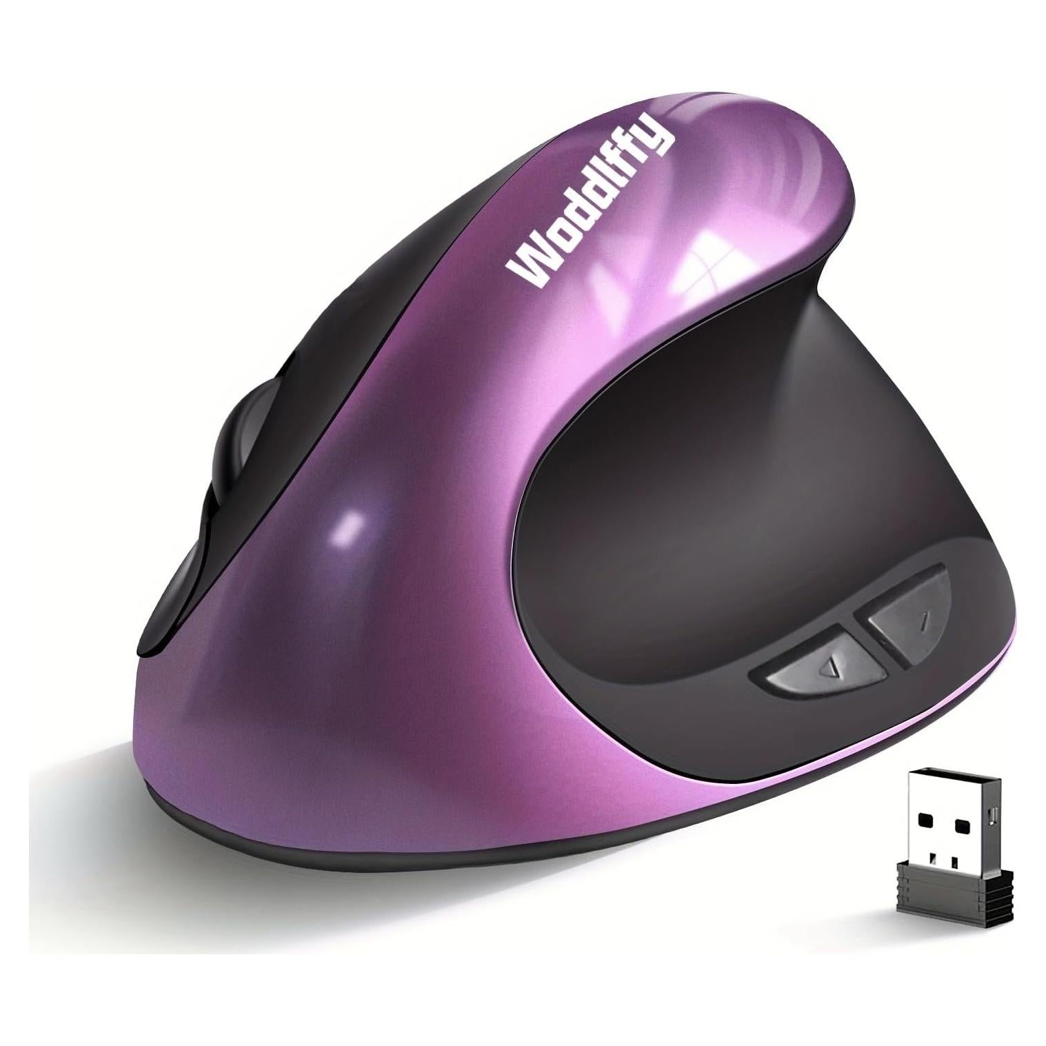 Ratón Ergonómico Inalámbrico Woddlffy RAAVEE Púrpura 6 Botones