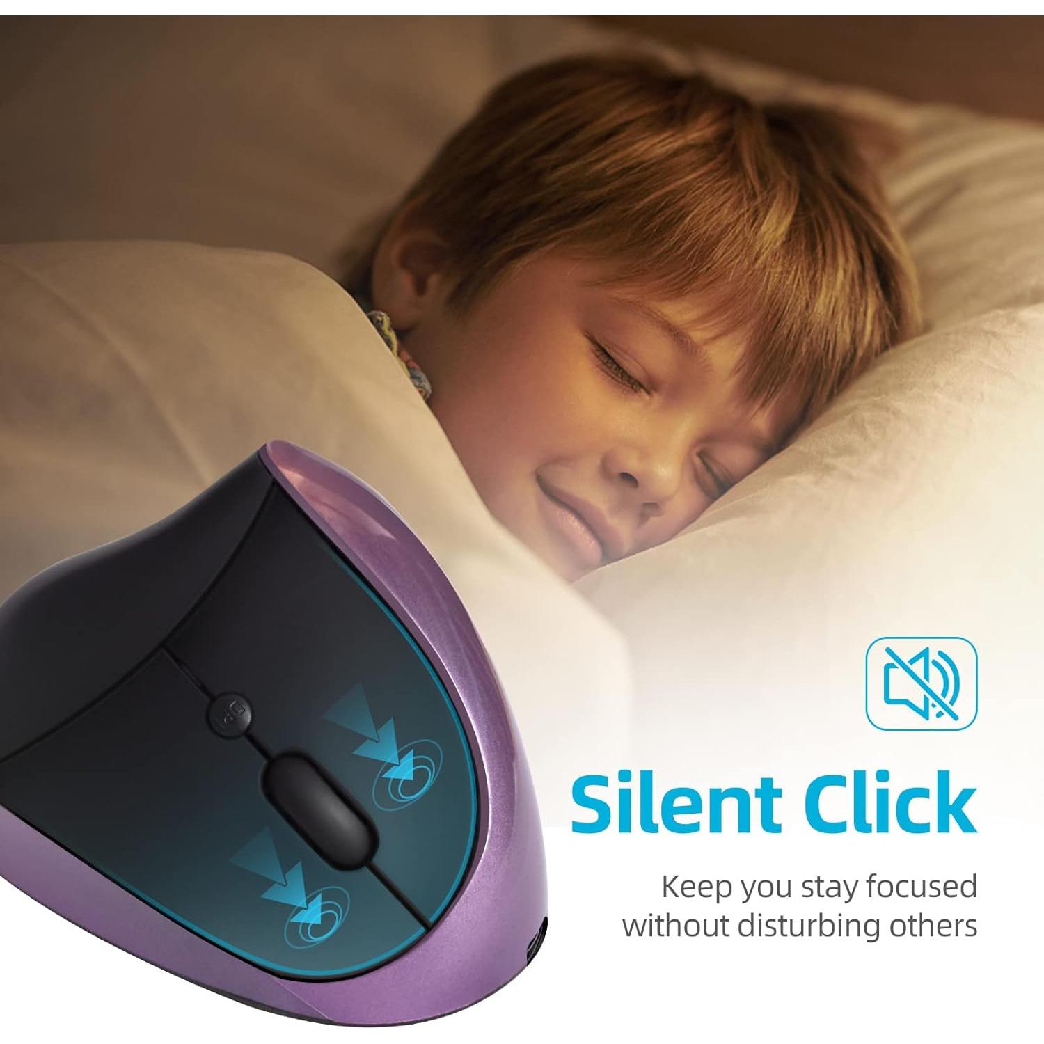 Ratón Ergonómico Inalámbrico Woddlffy RAAVEE Púrpura 6 Botones