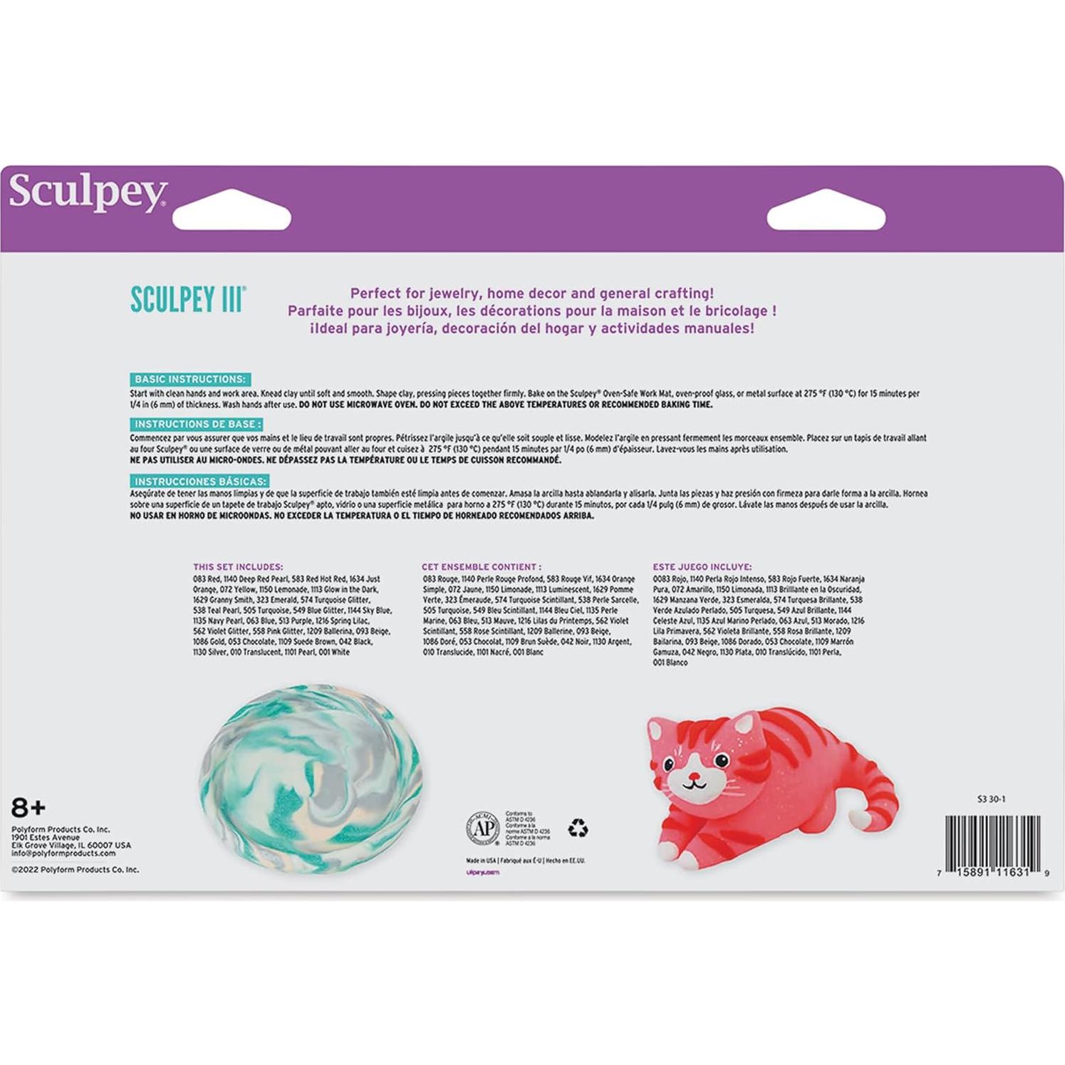 Sculpey III Arcilla Polimérica para Hornear 30 Colores 0.99 kg