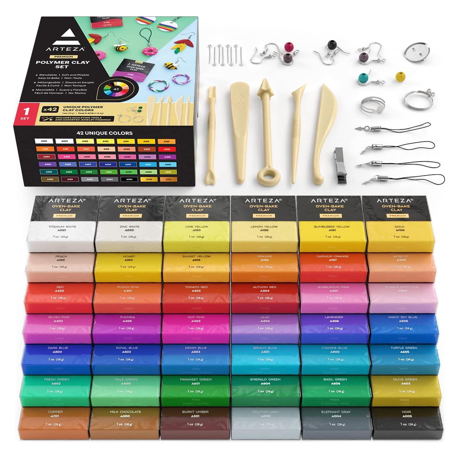 Kit de Arcilla Polimérica ARTEZA 42 Colores + 5 Herramientas