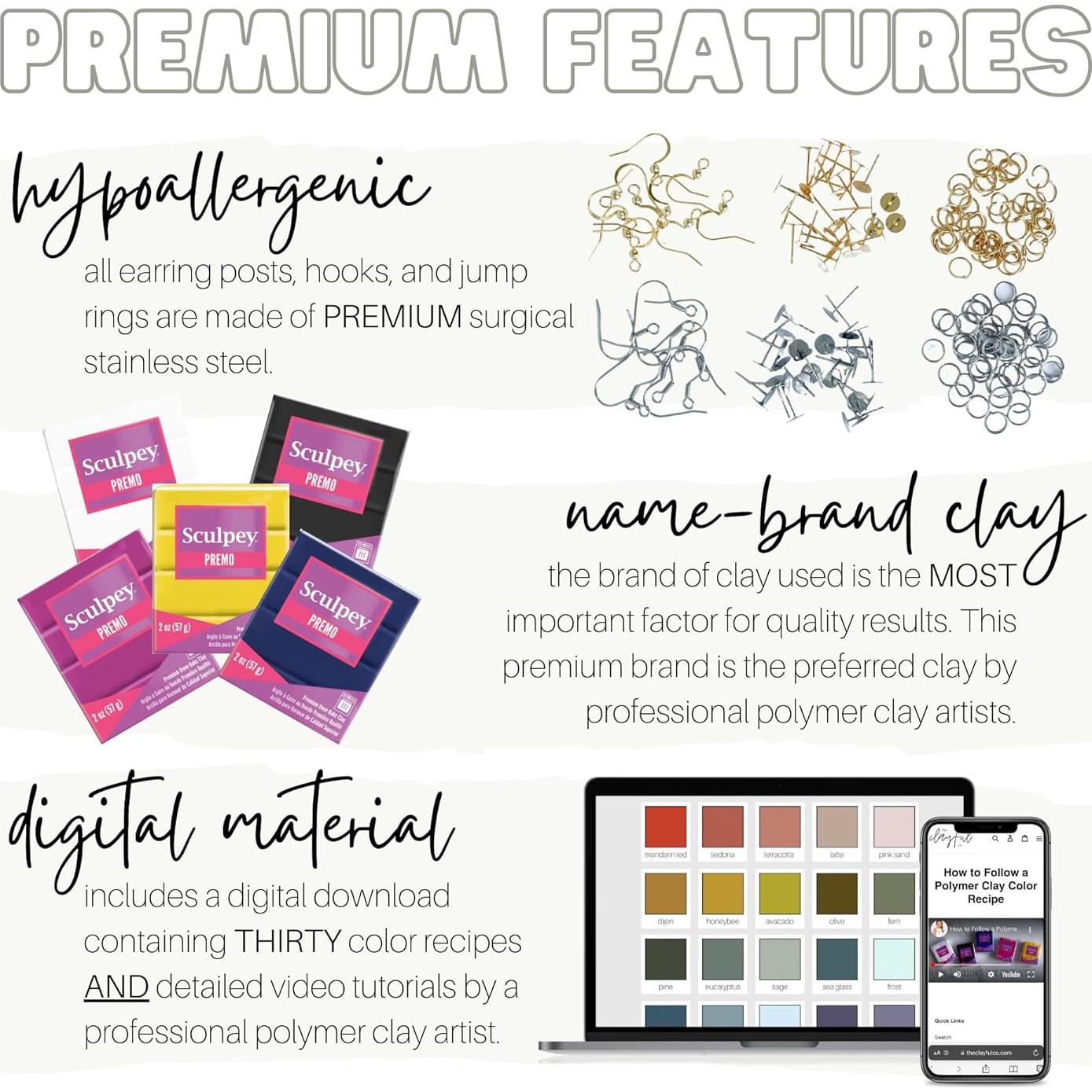 Kit de Aretes de Arcilla Polimérica The Clayful Co - 40 Pares