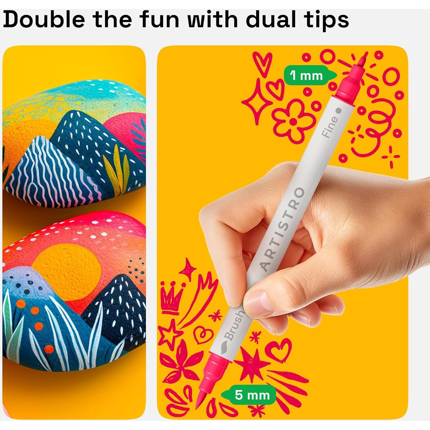 ARTISTRO 24 Marcadores Acrílicos Doble Punta para Pintura