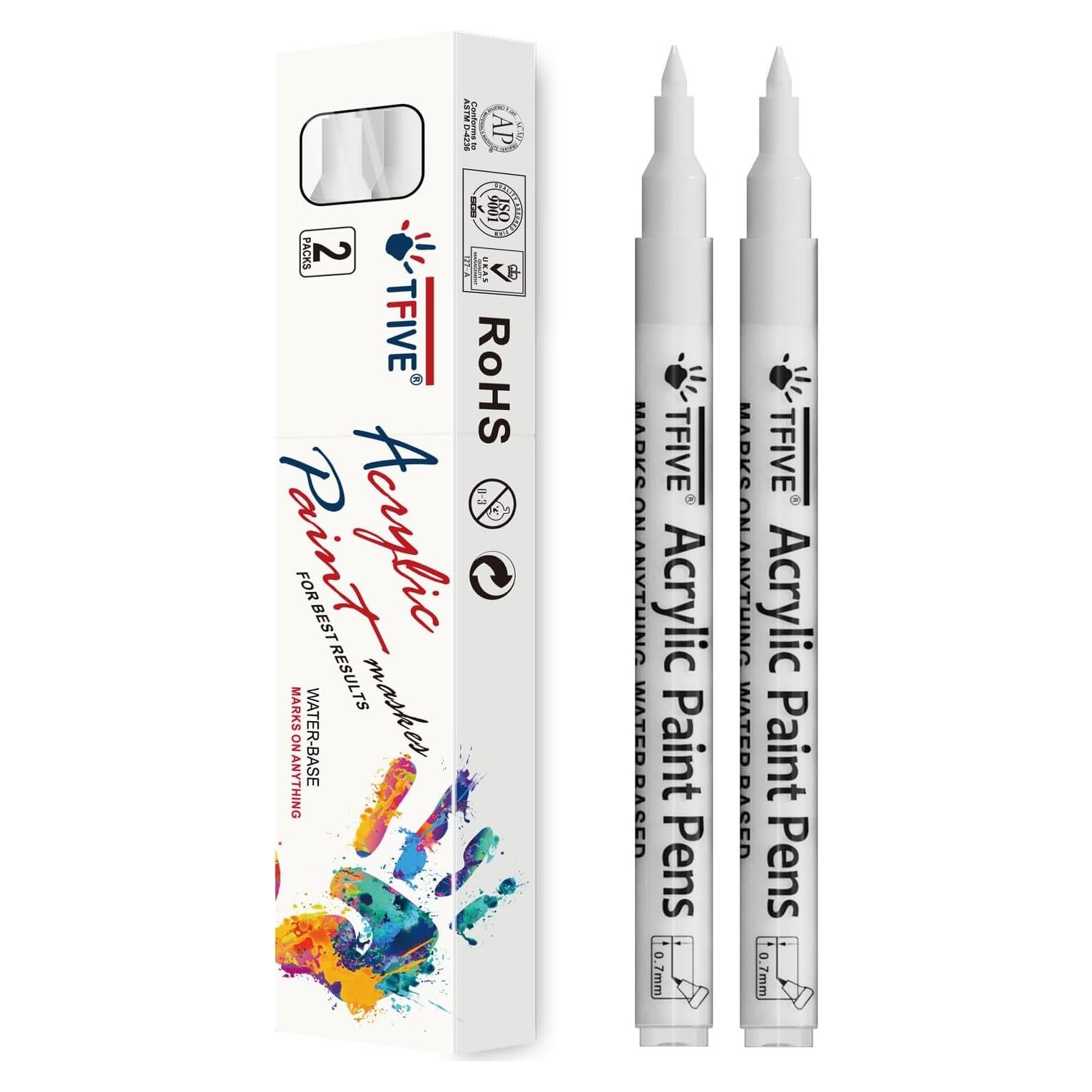 Marcadores de Pintura Acrílica TFIVE - 2 Pcs Punta Fina 0.7mm