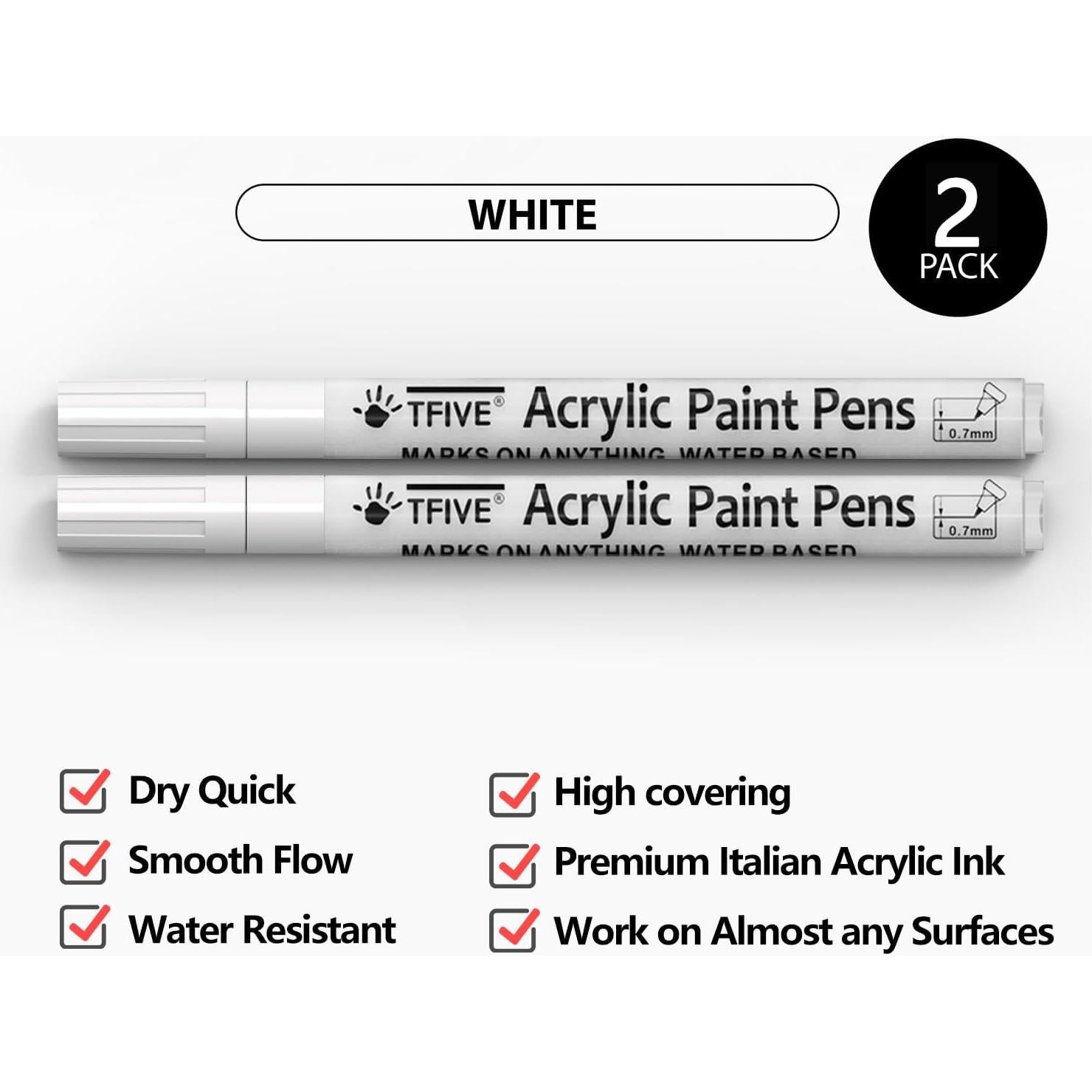 Marcadores de Pintura Acrílica TFIVE - 2 Pcs Punta Fina 0.7mm