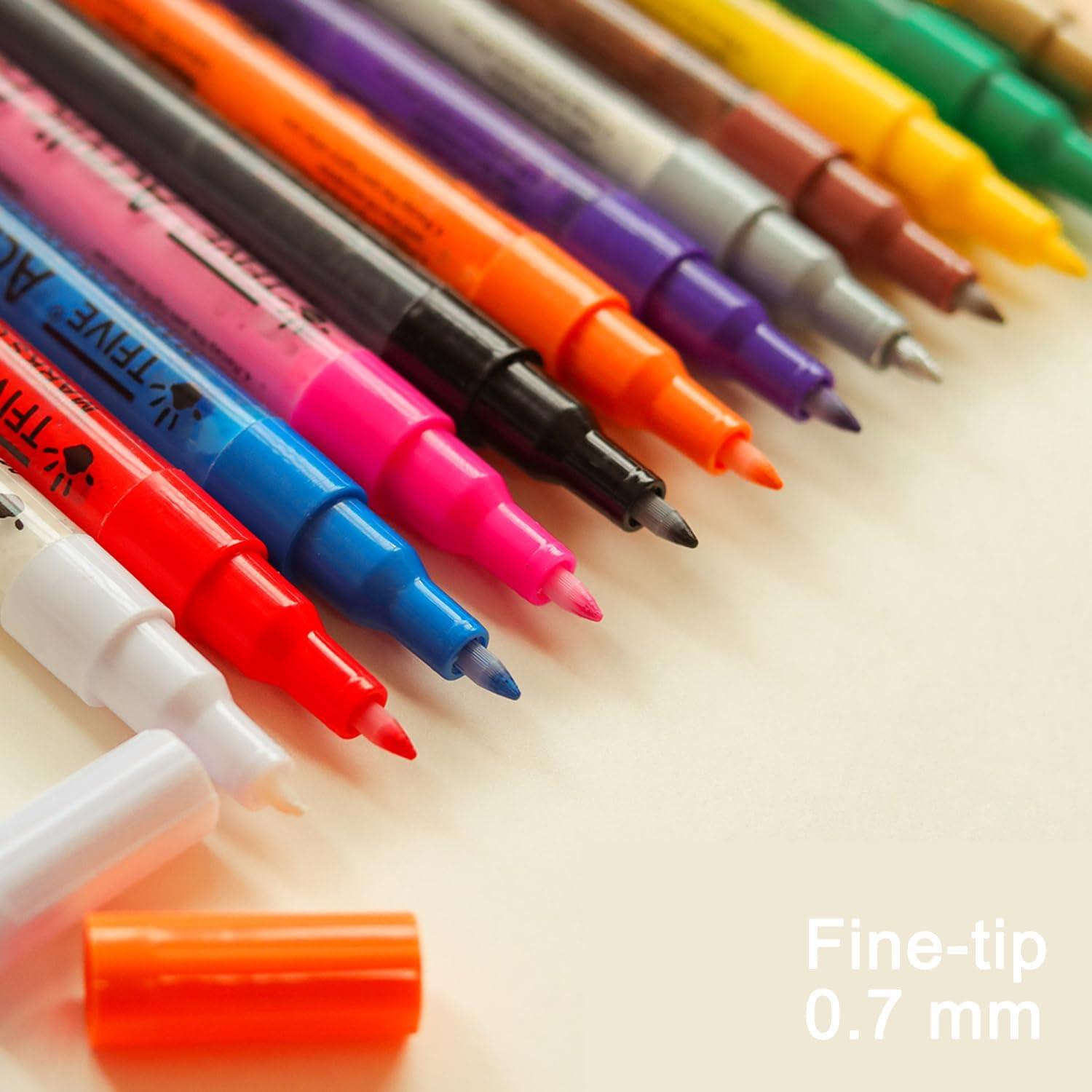 Marcadores de Pintura Acrílica TFIVE - 2 Pcs Punta Fina 0.7mm