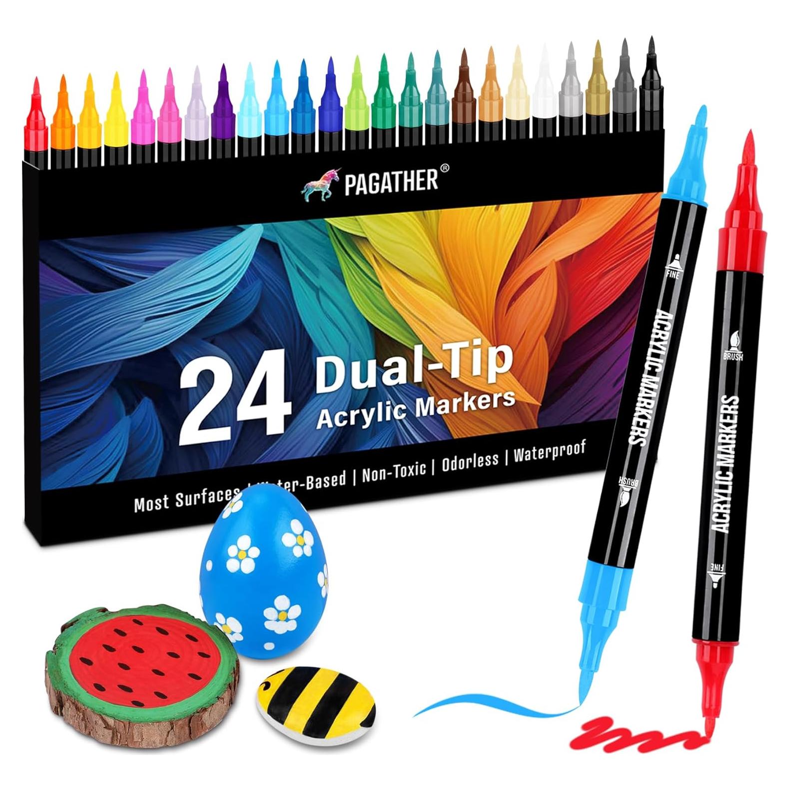 Marcadores Acrílicos Pagather 24 Colores Doble Punta