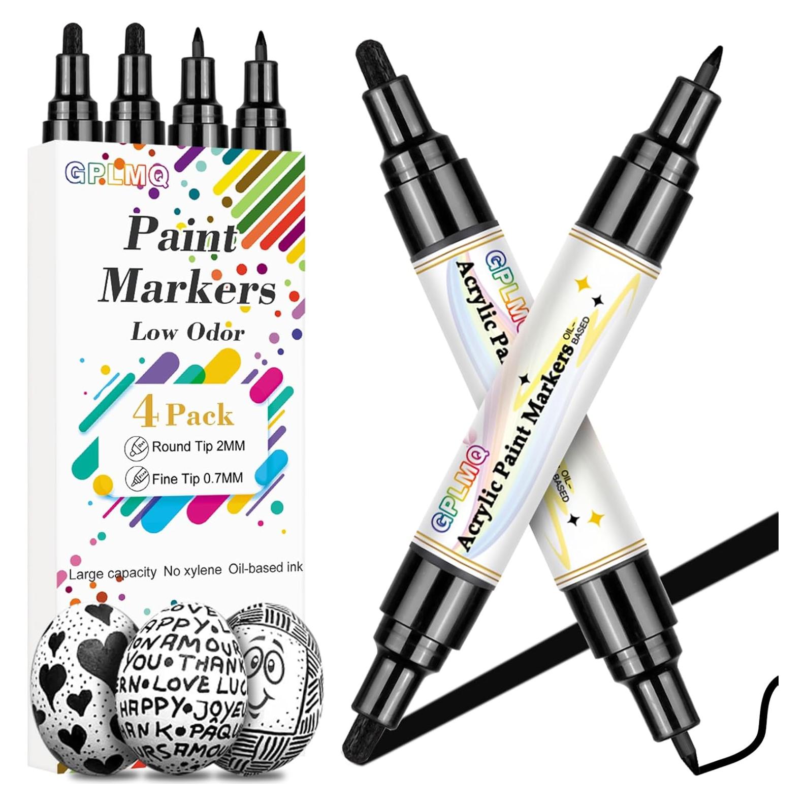 Marcadores de Pintura Acrílica Negra GPLMQ - Paquete de 4