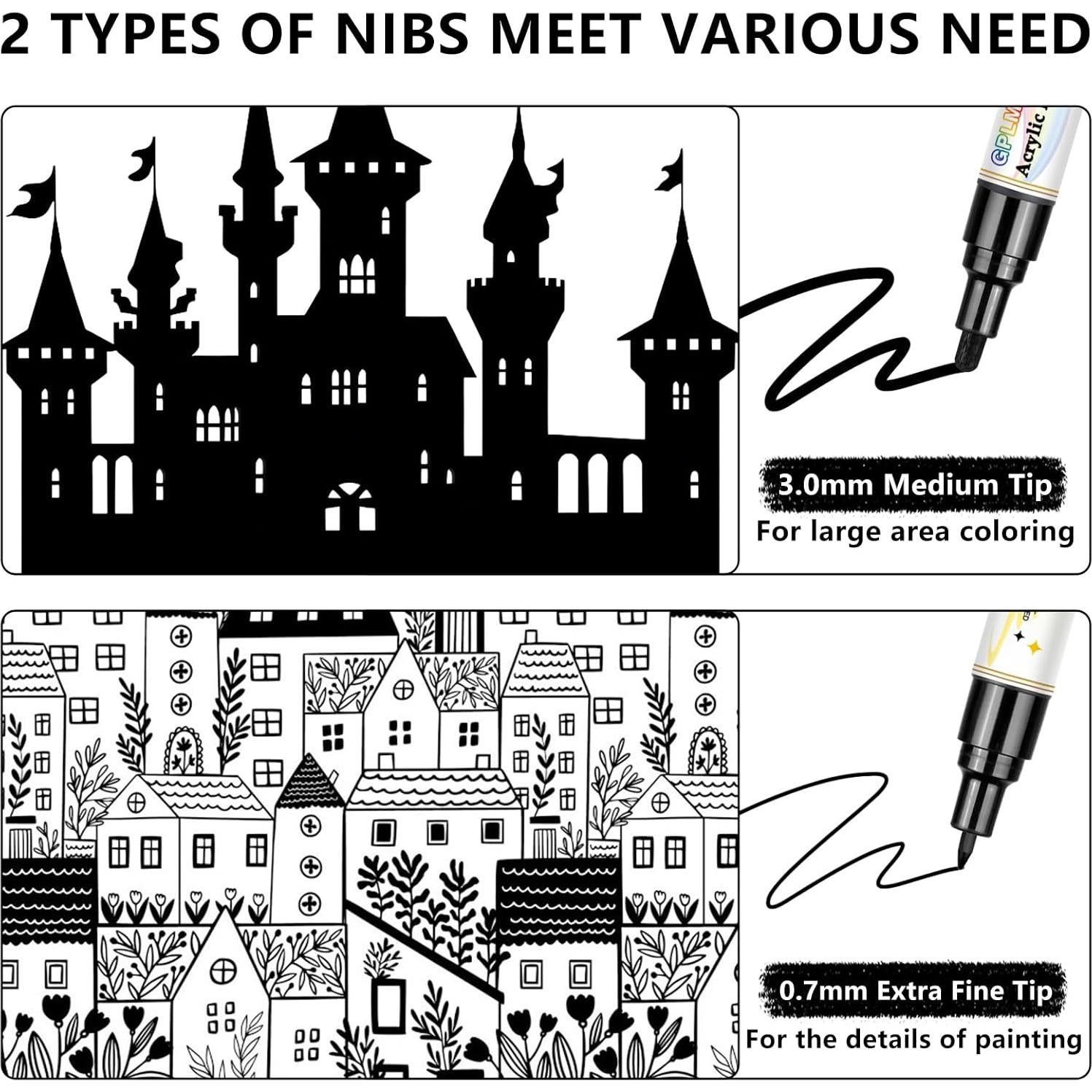 Marcadores de Pintura Acrílica Negra GPLMQ - Paquete de 4