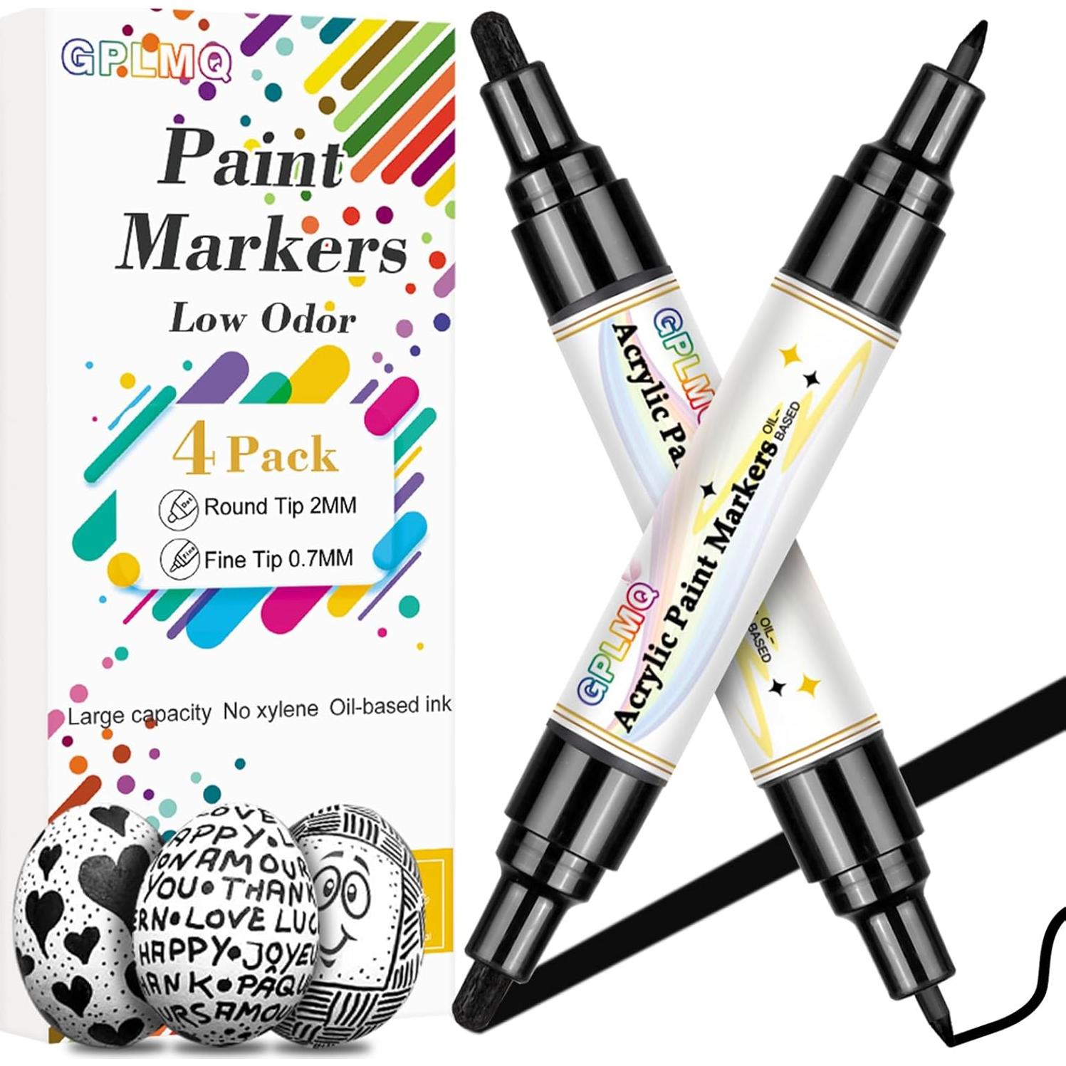 Marcadores de Pintura Acrílica Negra GPLMQ - Paquete de 4