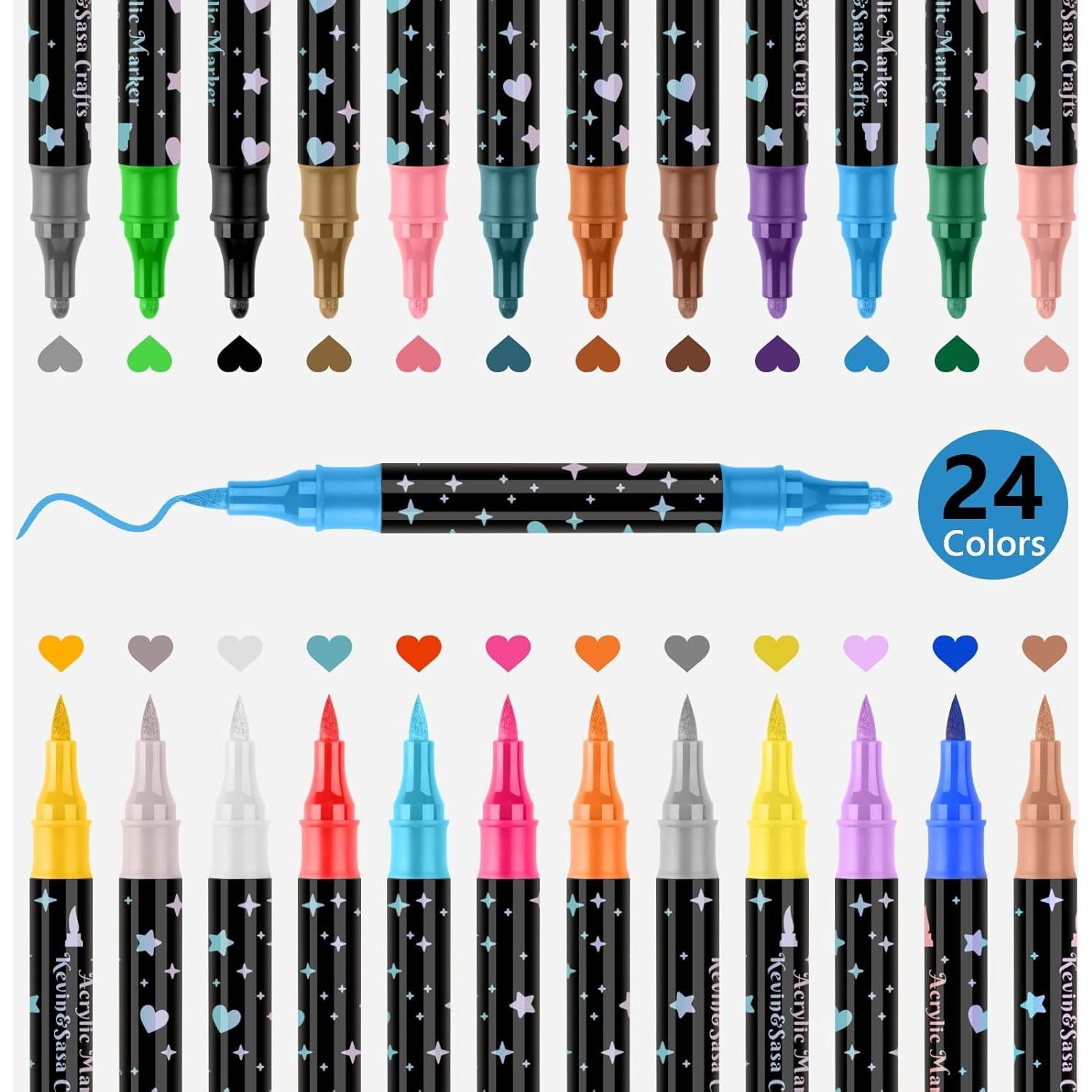 Juego de 24 Marcadores Acrílicos KEVIN&SASA CRAFTS Multicolor