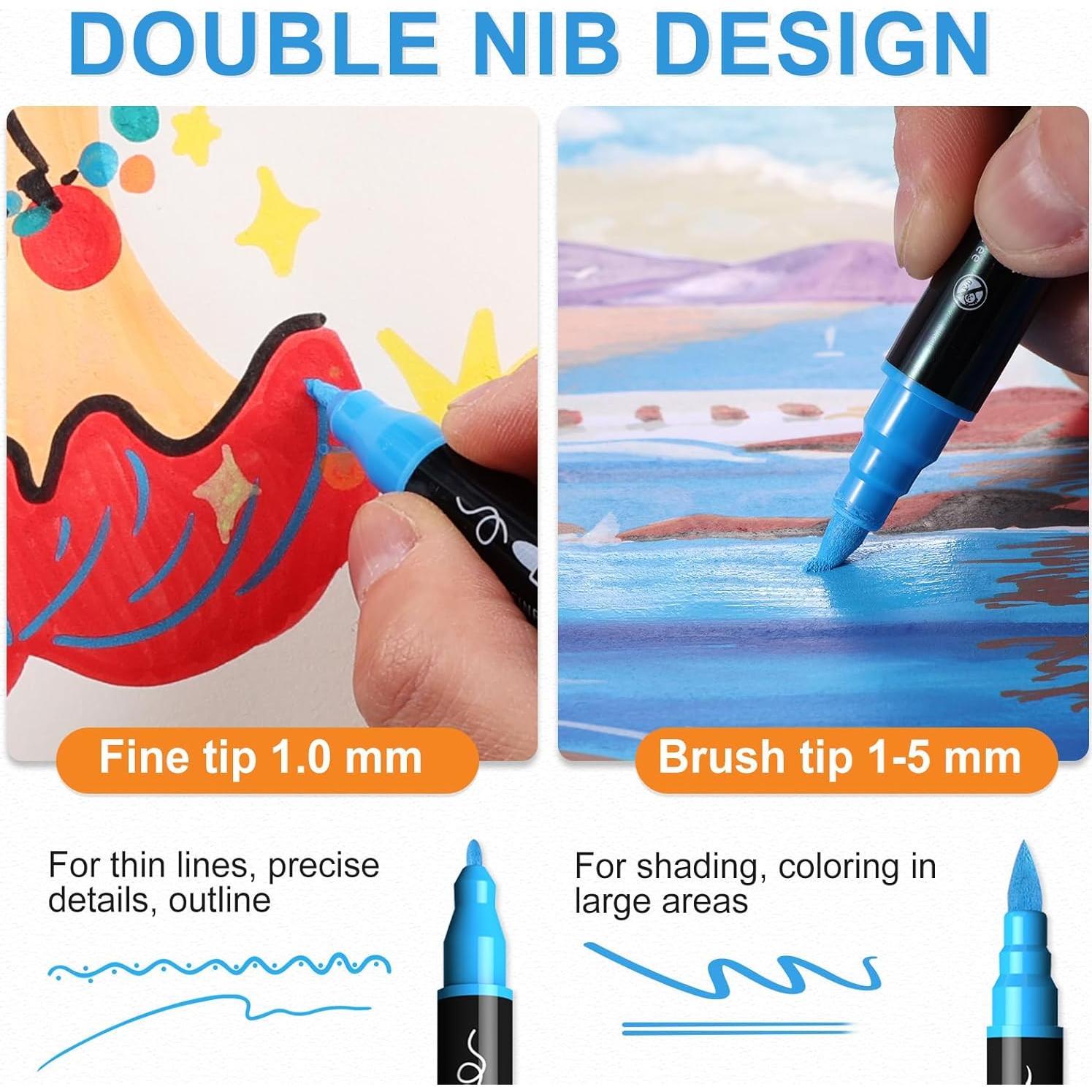 Set de 30 Marcadores de Pintura Acrílica TOSHARE - Punta Doble