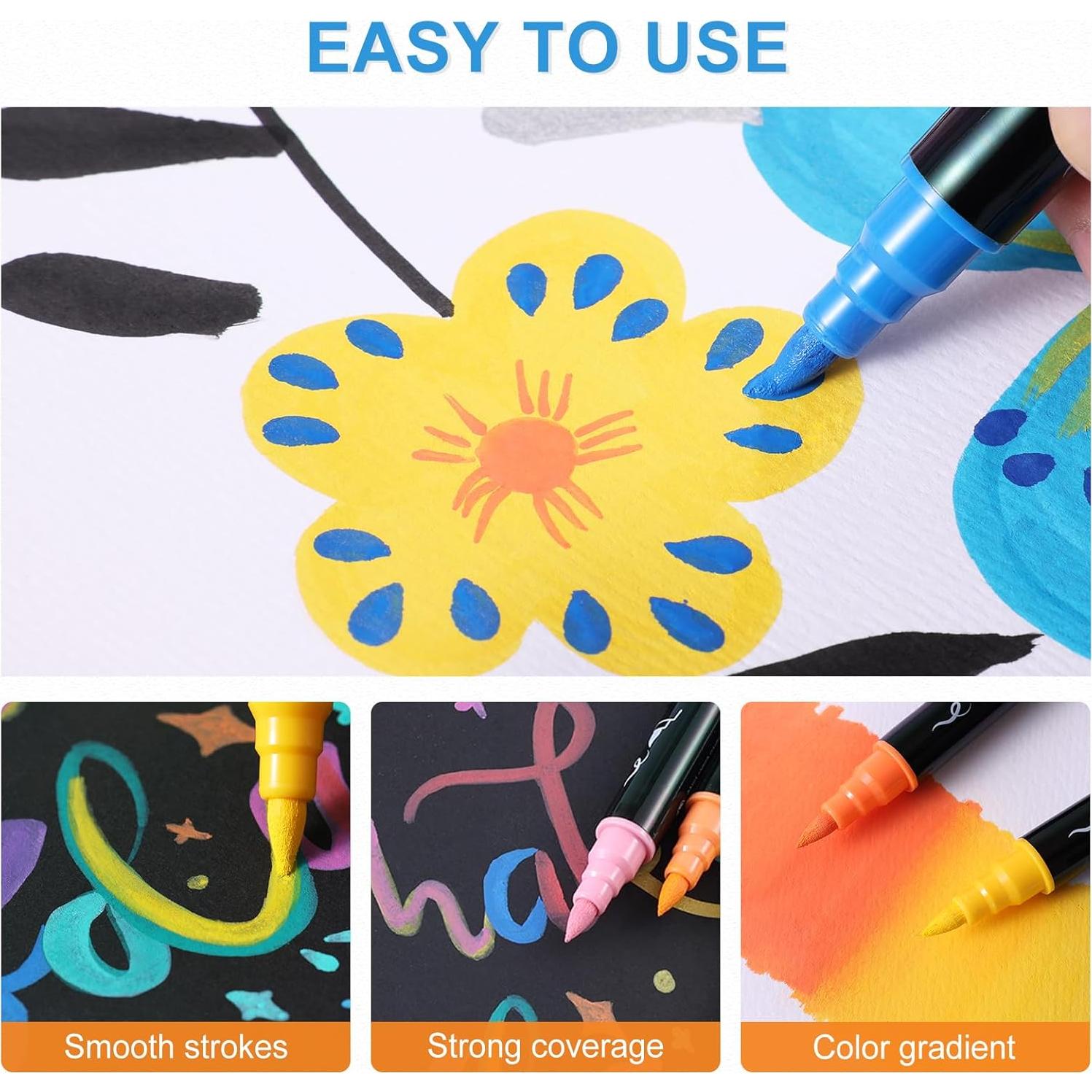 Set de 30 Marcadores de Pintura Acrílica TOSHARE - Punta Doble