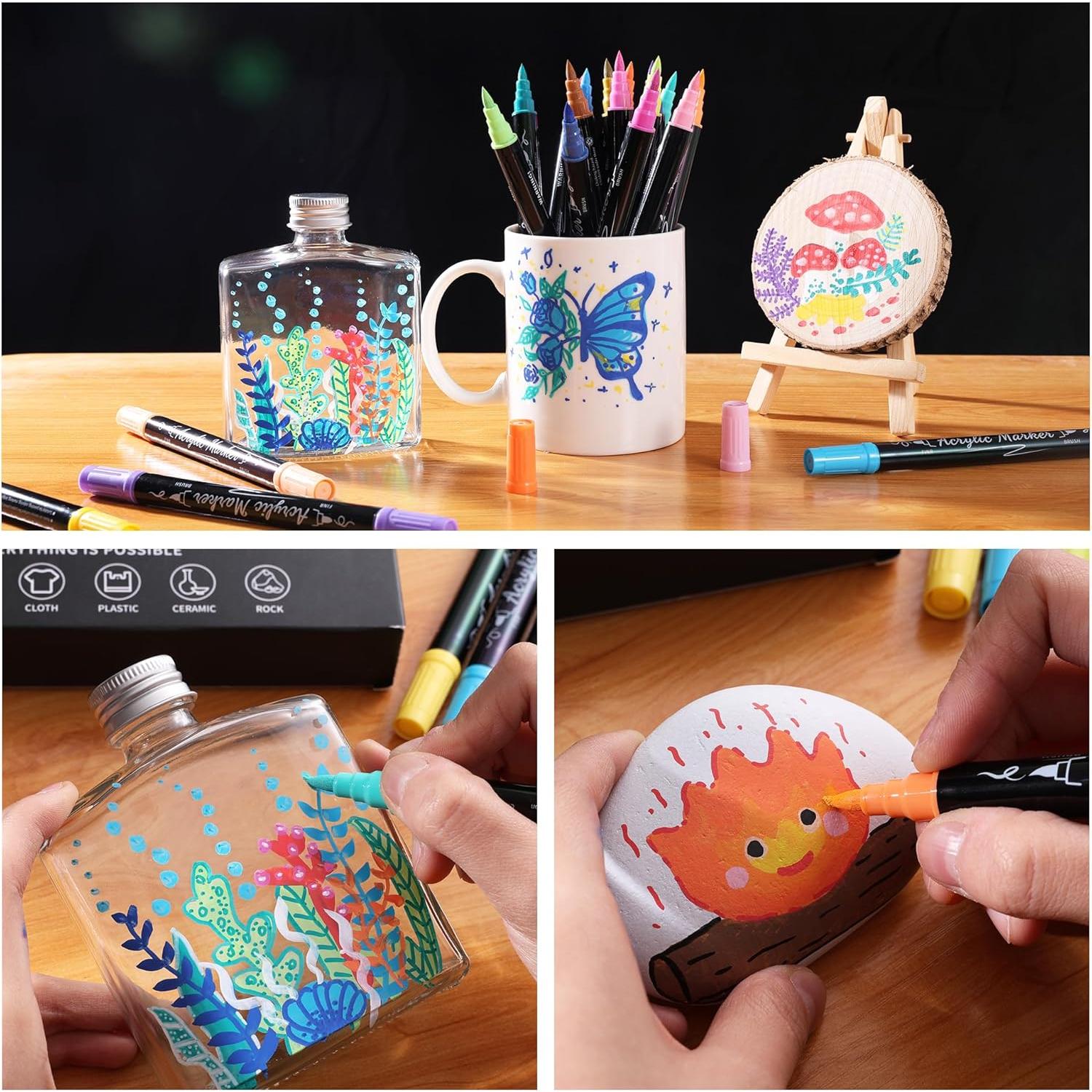 Set de 30 Marcadores de Pintura Acrílica TOSHARE - Punta Doble