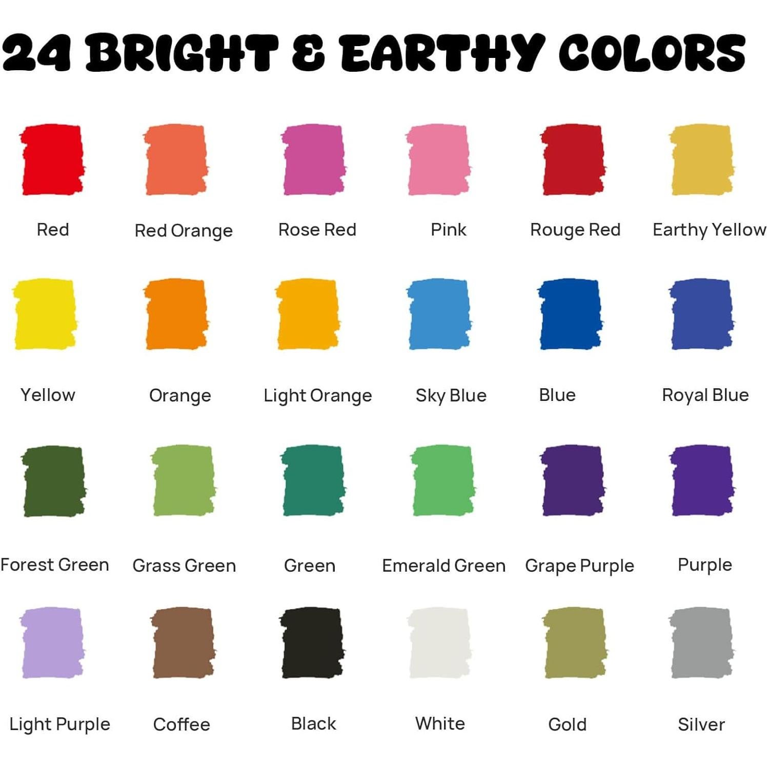 24 Marcadores de Pintura Acrílica Coogert Doble Punta 1-5mm