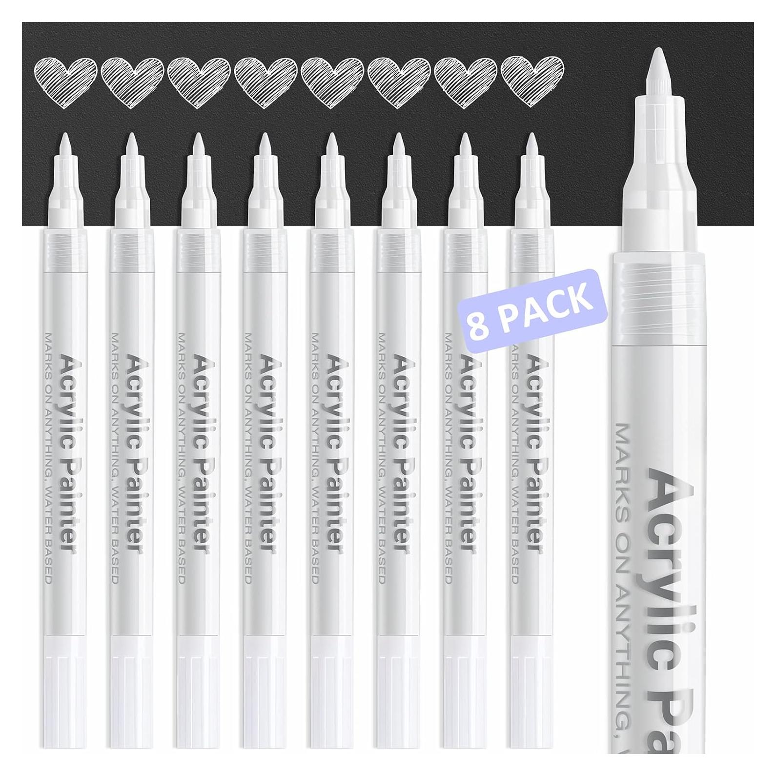 Marcadores de Pintura Acrílica Blanca AKARUED - 8 Unidades 0.7mm