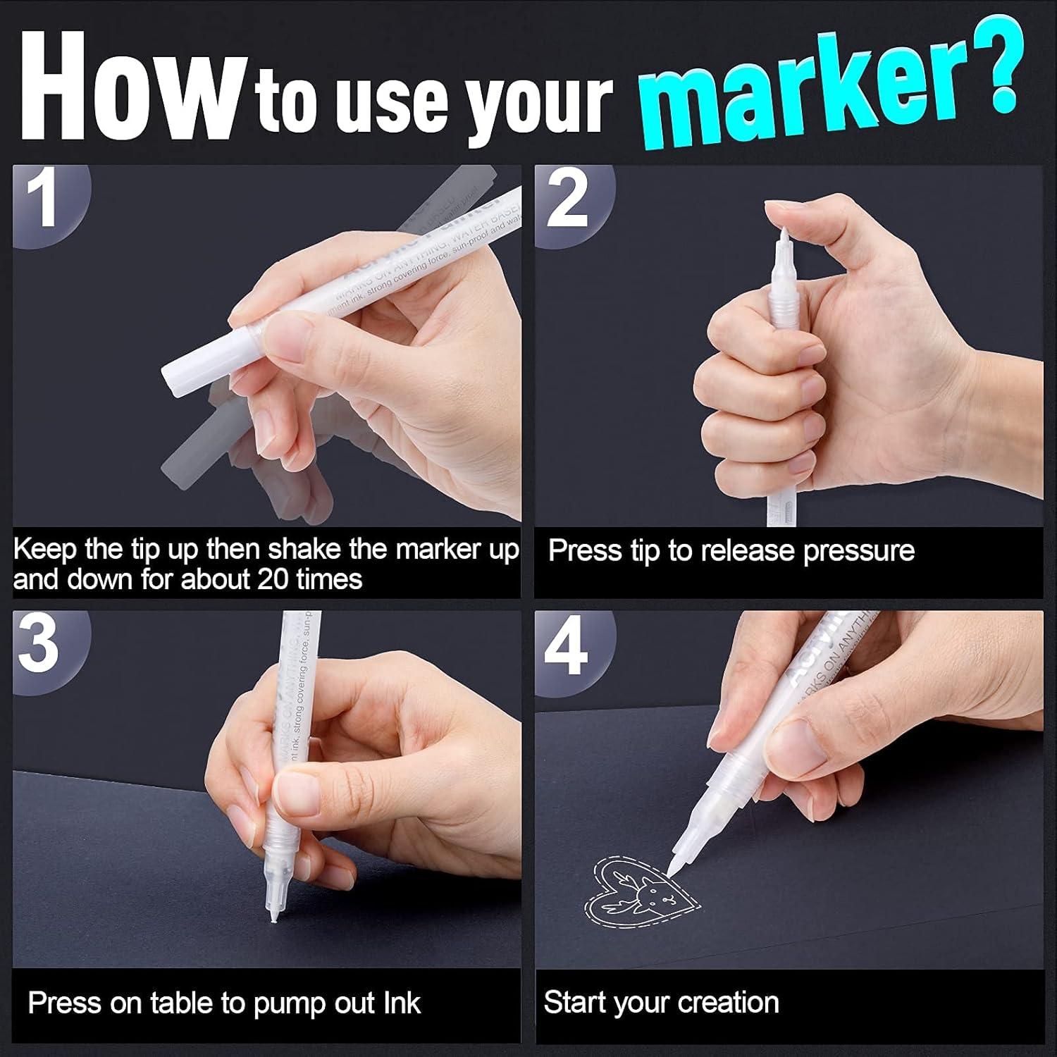 Marcadores de Pintura Acrílica Blanca AKARUED - 8 Unidades 0.7mm