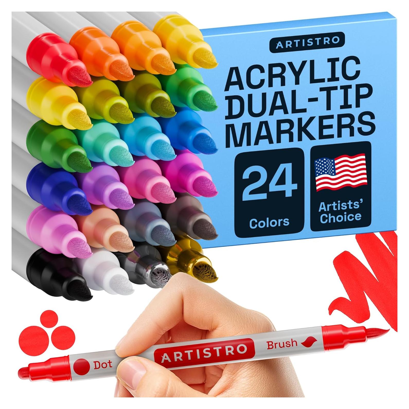 Marcadores de Pintura Acrílica ARTISTRO 24 Piezas Doble Punta