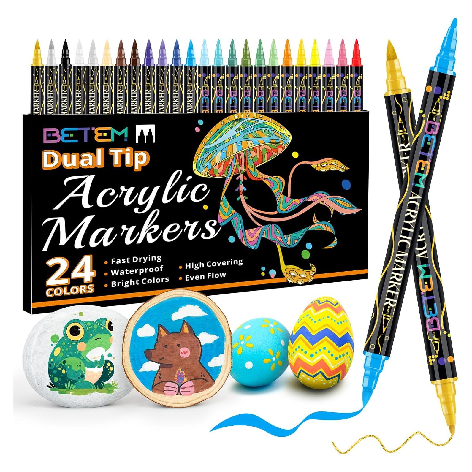 Marcadores Acrílicos Betem Doble Punta 24 Colores para Arte