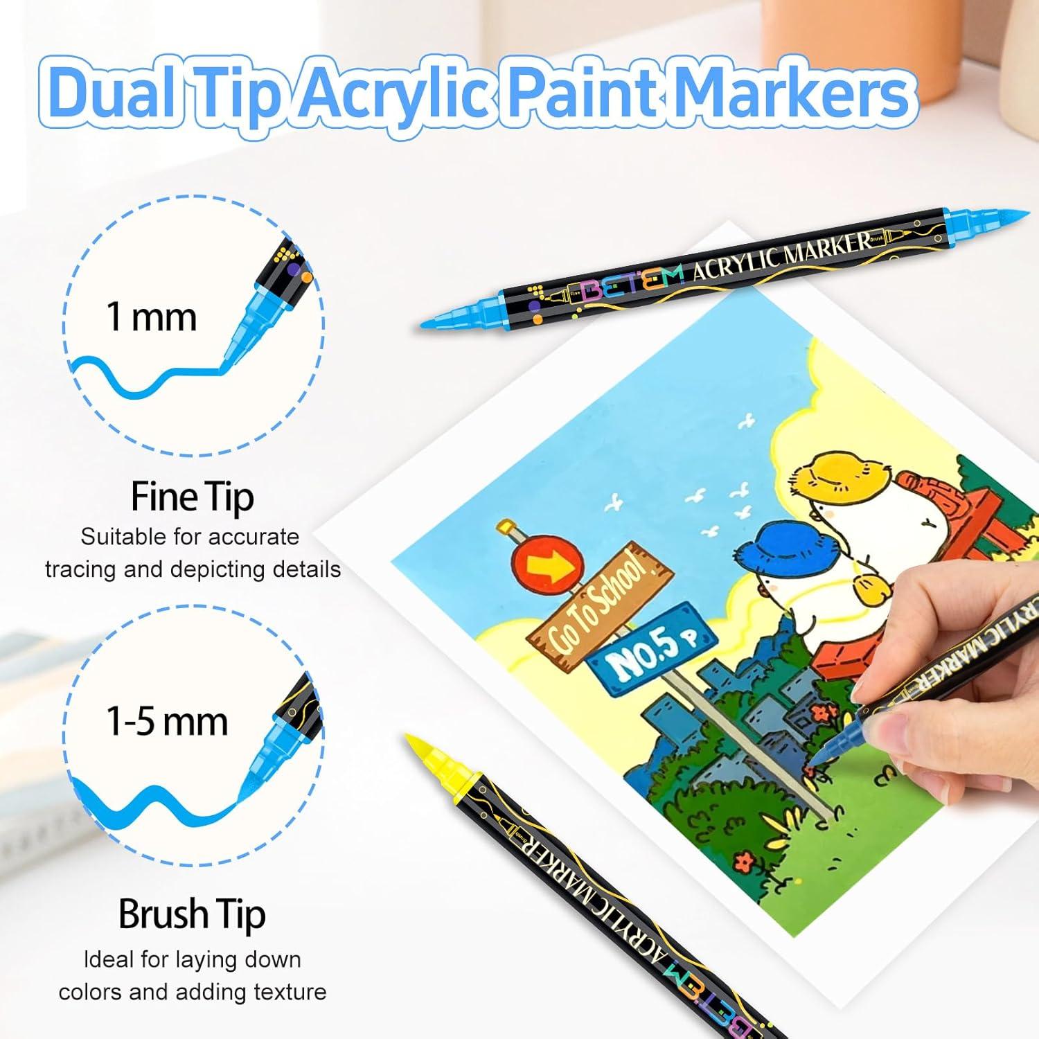 Marcadores Acrílicos Betem Doble Punta 24 Colores para Arte