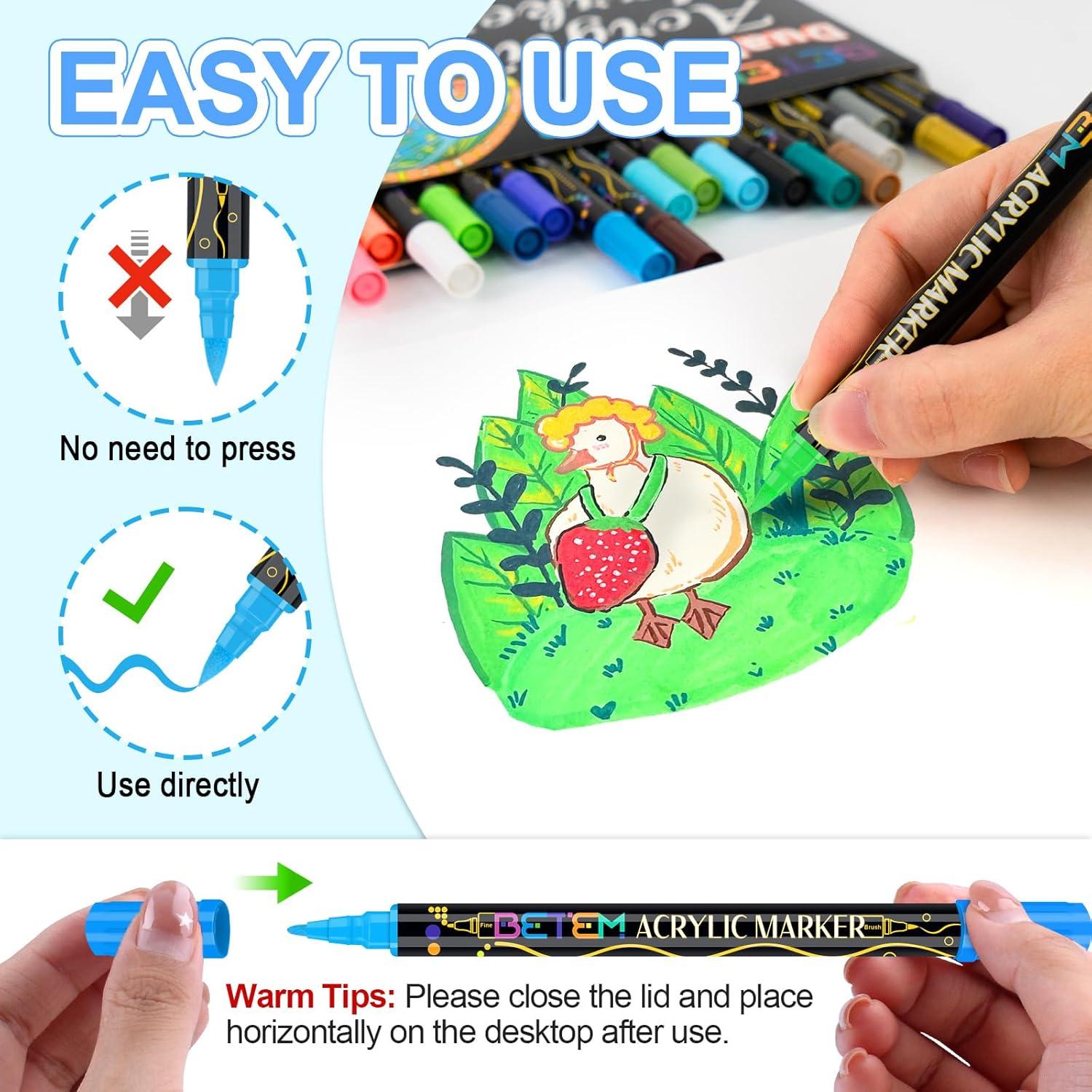 Marcadores Acrílicos Betem Doble Punta 24 Colores para Arte