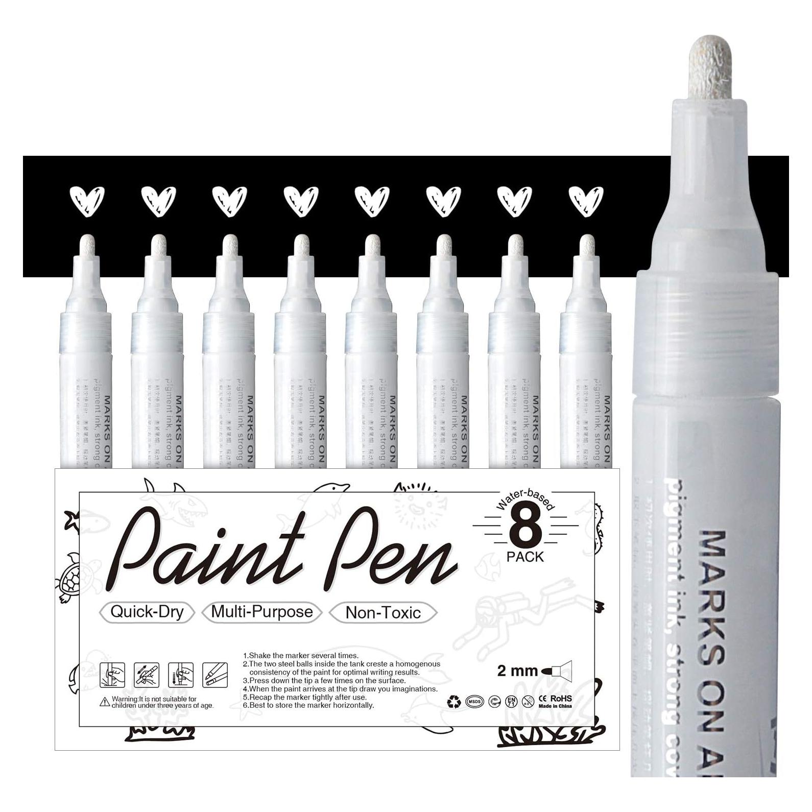 Marcadores de Pintura Acrílica Blanca AKARUED - 8 Unidades 2-3mm