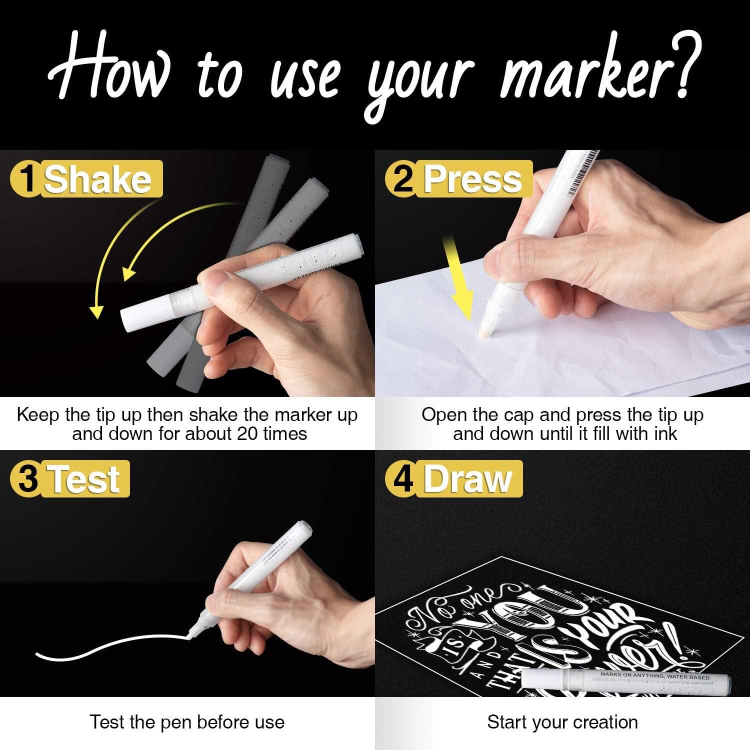 Marcadores de Pintura Acrílica Blanca AKARUED - 8 Unidades 2-3mm