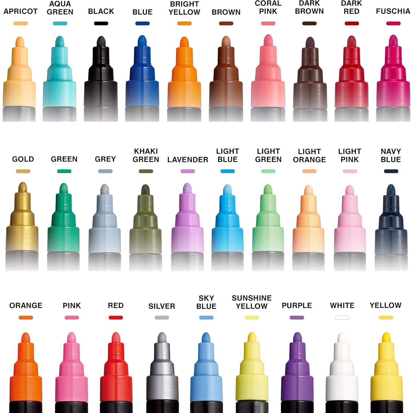 Set de 29 Marcadores de Pintura Posca PC-5M, Punta Media 1.8-2.5mm